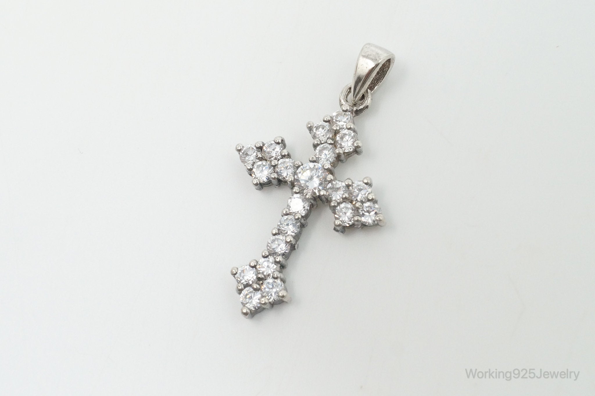 Vintage Cubic Zirconia Cross Sterling Silver Necklace Pendant | Jewelry > Necklaces > Pendants | Wiccan Center