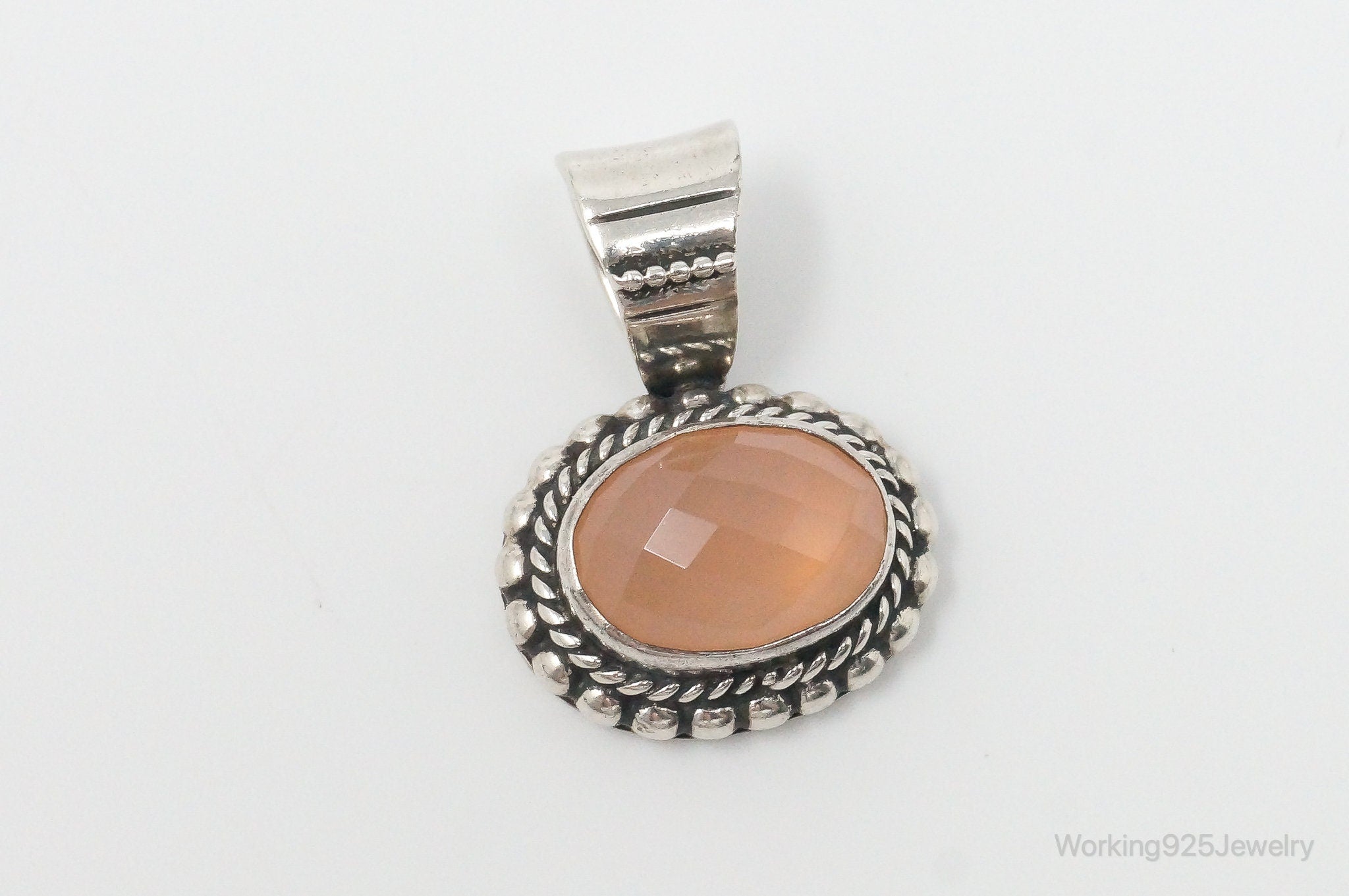 Vintage Native American Peach Chalcedony Sterling Silver Necklace Pendant | Jewelry > Necklaces > Pendants | Wiccan Center