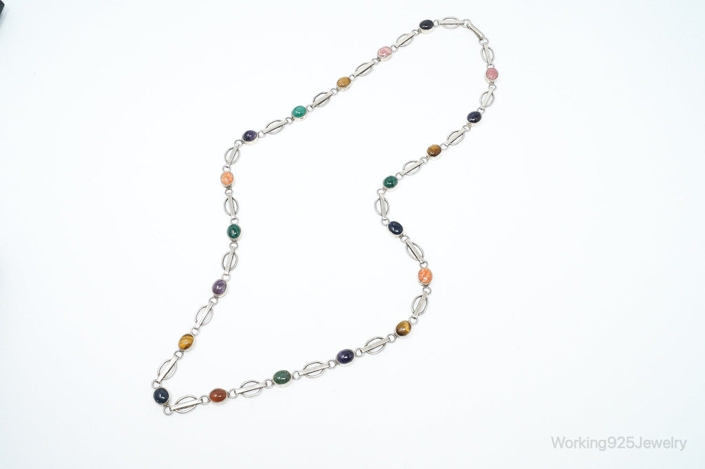 Vintage Modernist Multi Gem Sterling Silver Necklace | Jewelry > Necklaces > Pendants | Wiccan Center