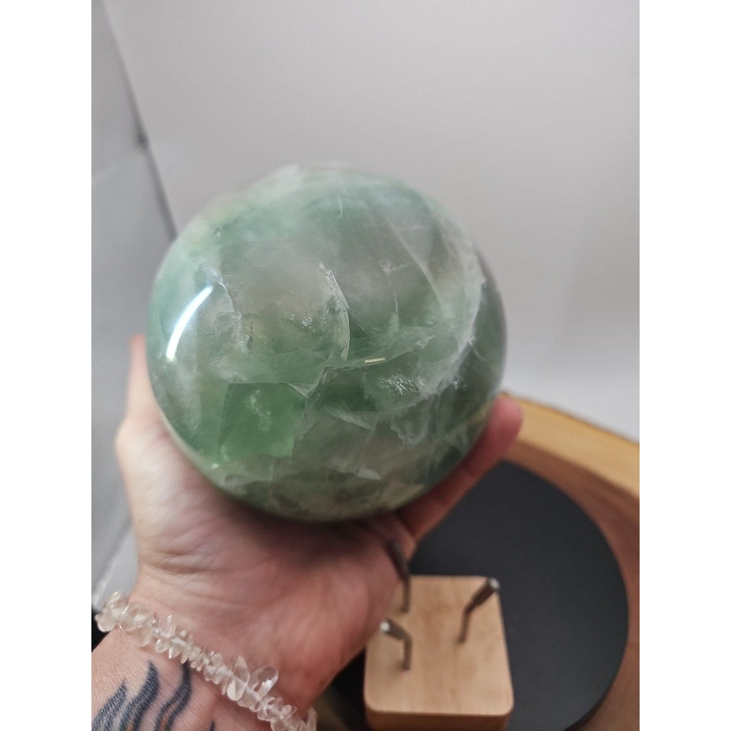 Large Natural Green Fluorite Quartz Crystal Sphere — 5.43 lbs, Madagascar | CrystalCloud Company | Crystal Spheres & Eggs | Wiccan Center