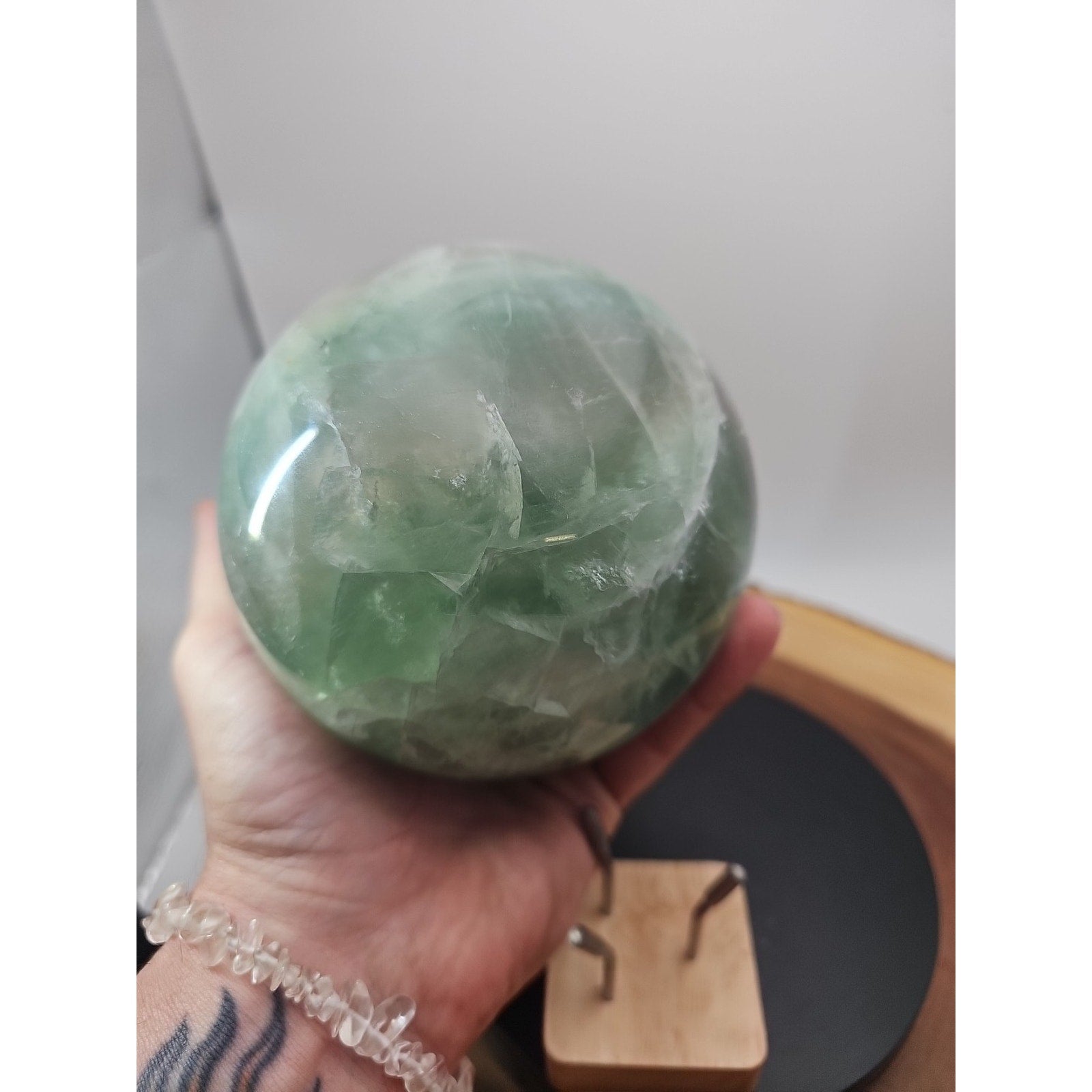 Large Natural Green Fluorite Quartz Crystal Sphere — 5.43 lbs, Madagascar | CrystalCloud Company | Crystal Spheres & Eggs | Wiccan Center