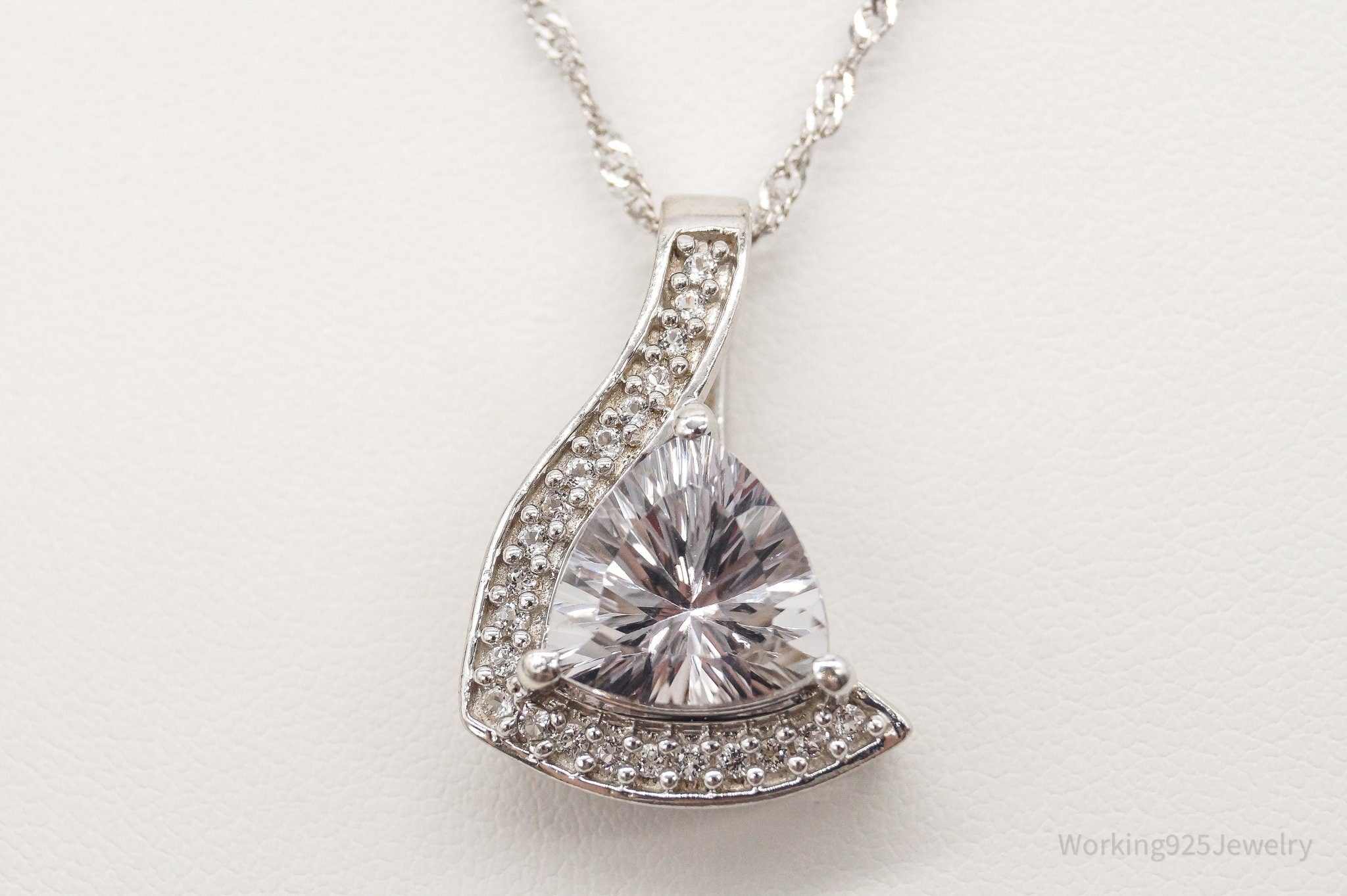 Vintage Designer TGGC Art Deco Cubic Zirconia Sterling Silver Necklace | Jewelry > Necklaces > Pendants | Wiccan Center