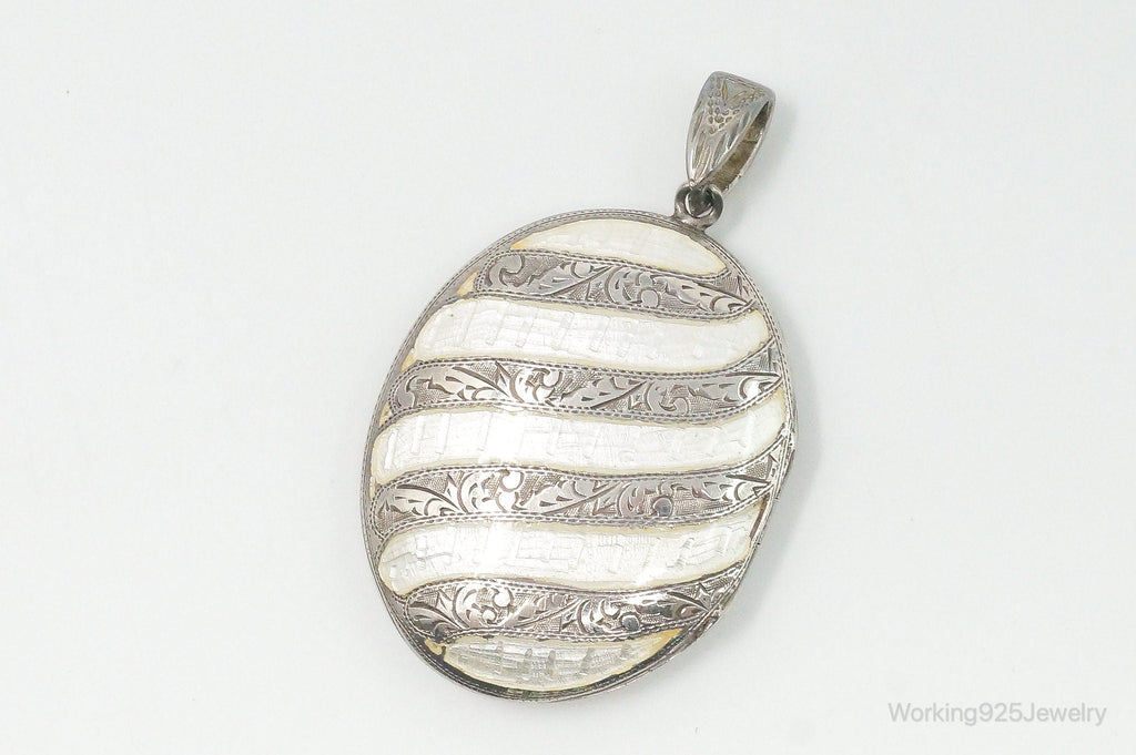 Vintage Siam White Enamel Sterling Silver Locket Pendant | Jewelry > Necklaces > Pendants | Wiccan Center