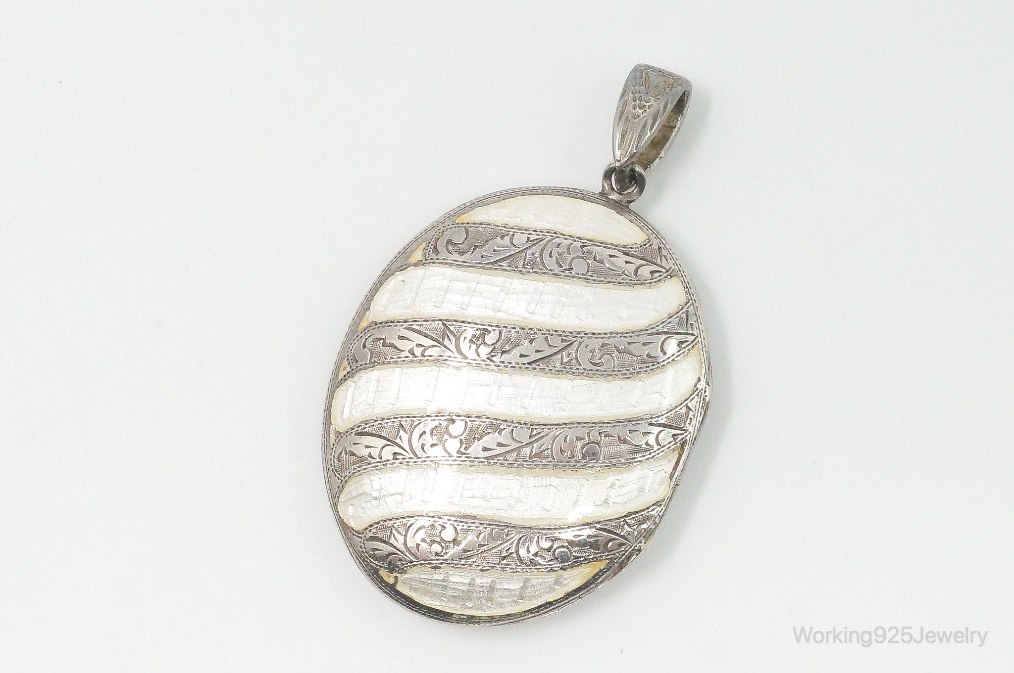 Vintage Siam White Enamel Sterling Silver Locket Pendant | Jewelry > Necklaces > Pendants | Wiccan Center