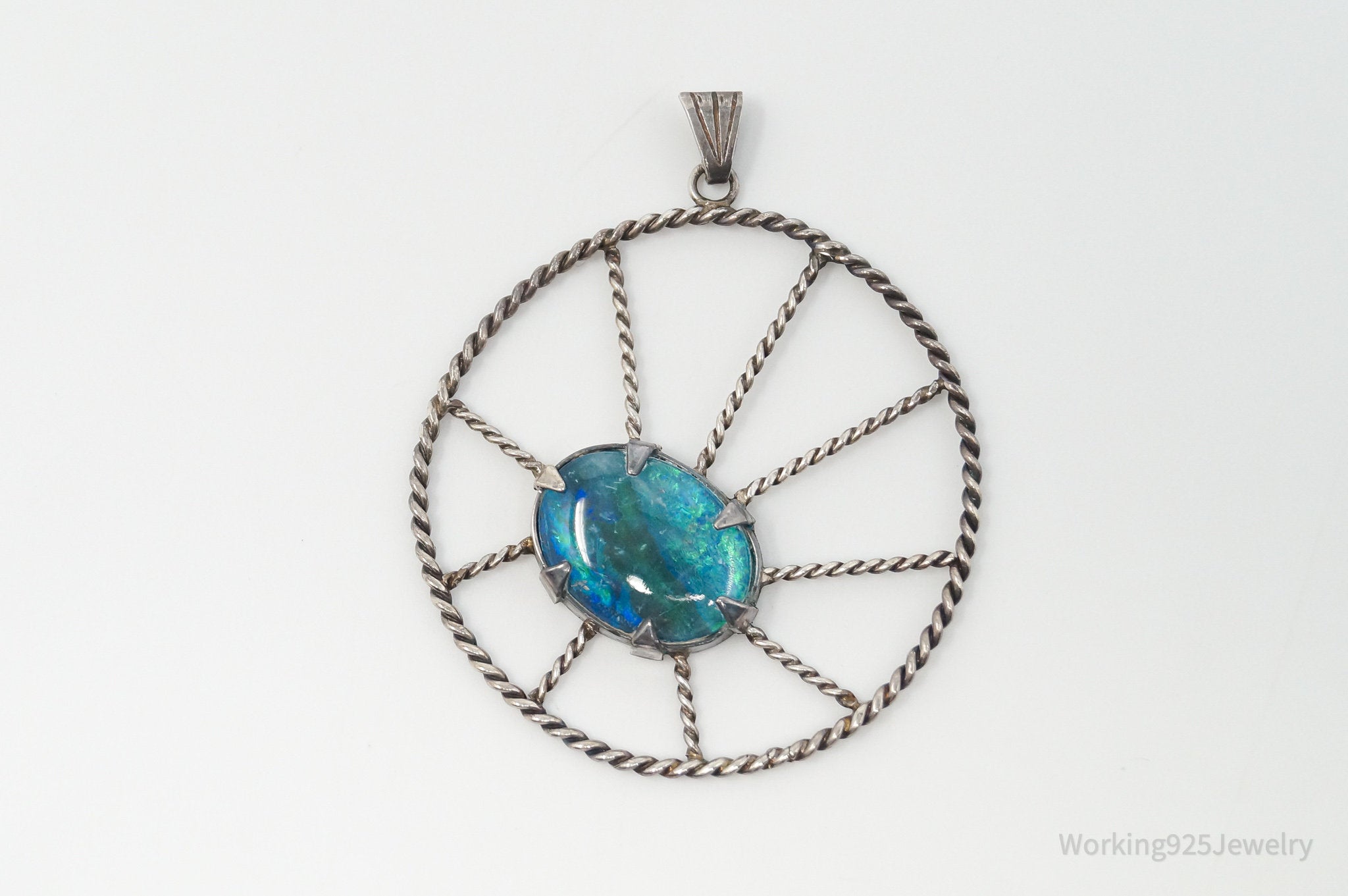 Vintage Handmade Native American Unsigned Opal Sterling Silver Pendant | Jewelry > Necklaces > Pendants | Wiccan Center