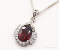 Vintage Garnet Cubic Zirconia Sterling Silver Necklace | Jewelry > Necklaces > Pendants | Wiccan Center