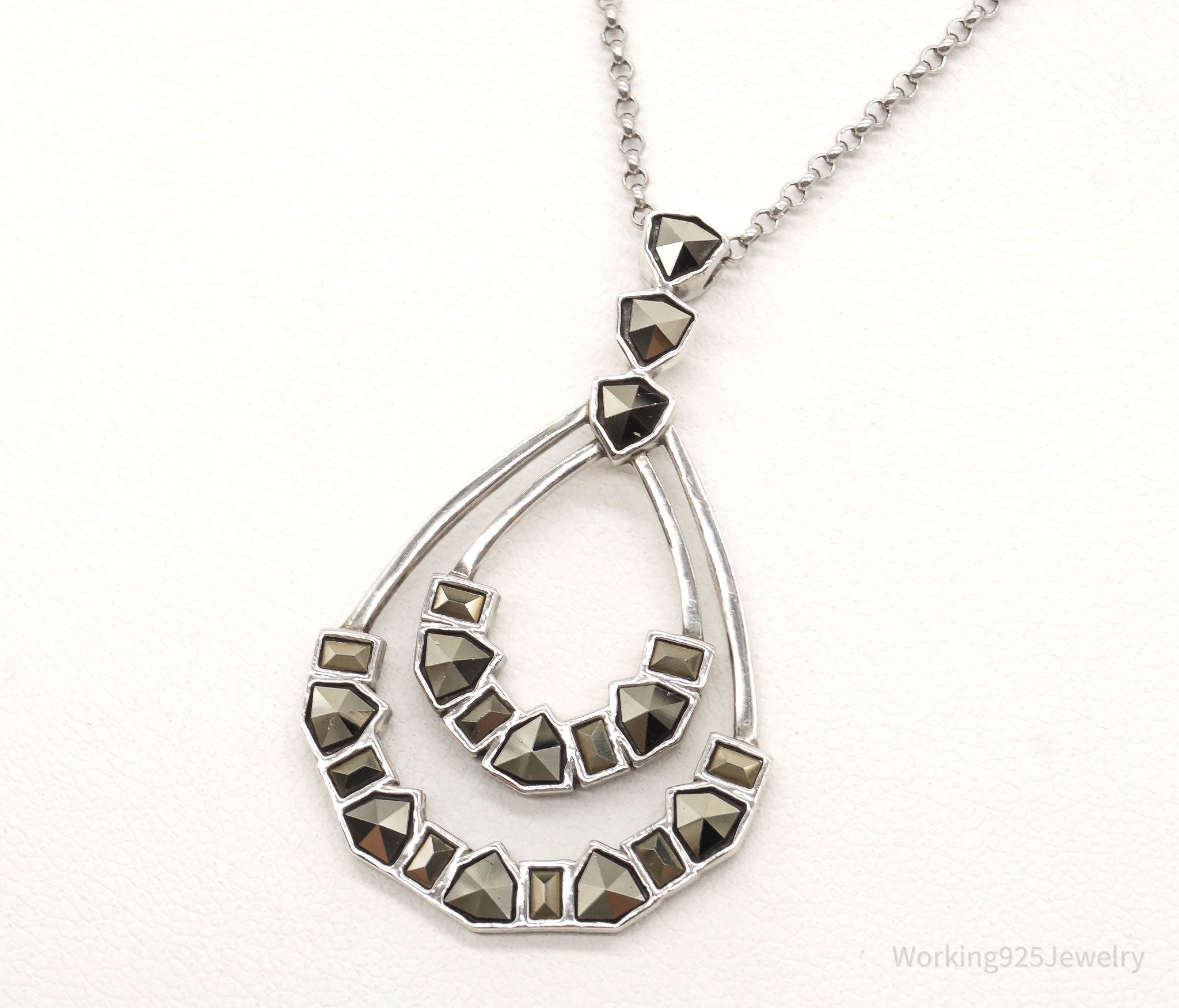 Vintage Designer Judith Jack Marcasite Sterling Silver Necklace | Jewelry > Necklaces > Pendants | Wiccan Center