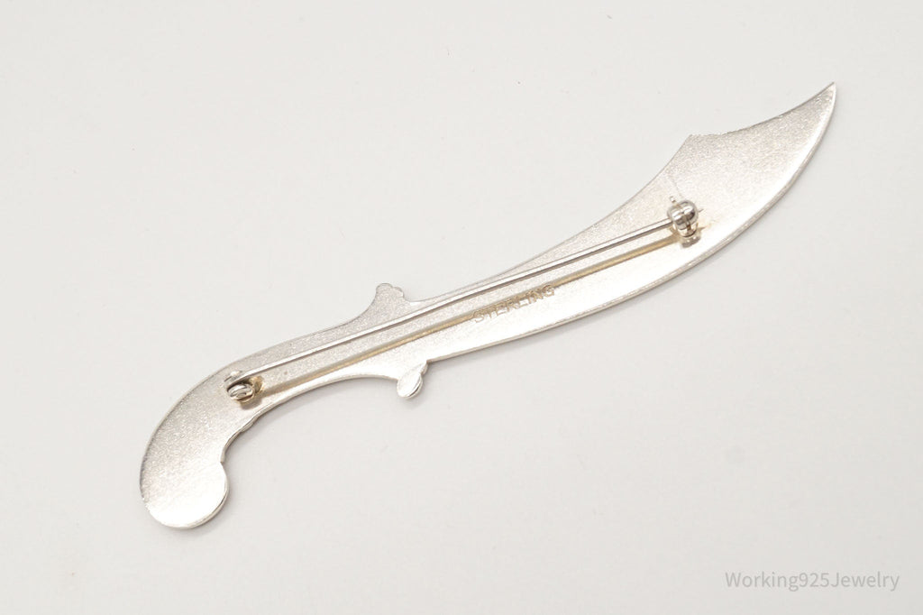 Large 1940s Victorian Revival Scimitar Sword Dagger Sterling Silver Pin Brooch | Jewelry > Brooches, Pins & Clips | Wiccan Center