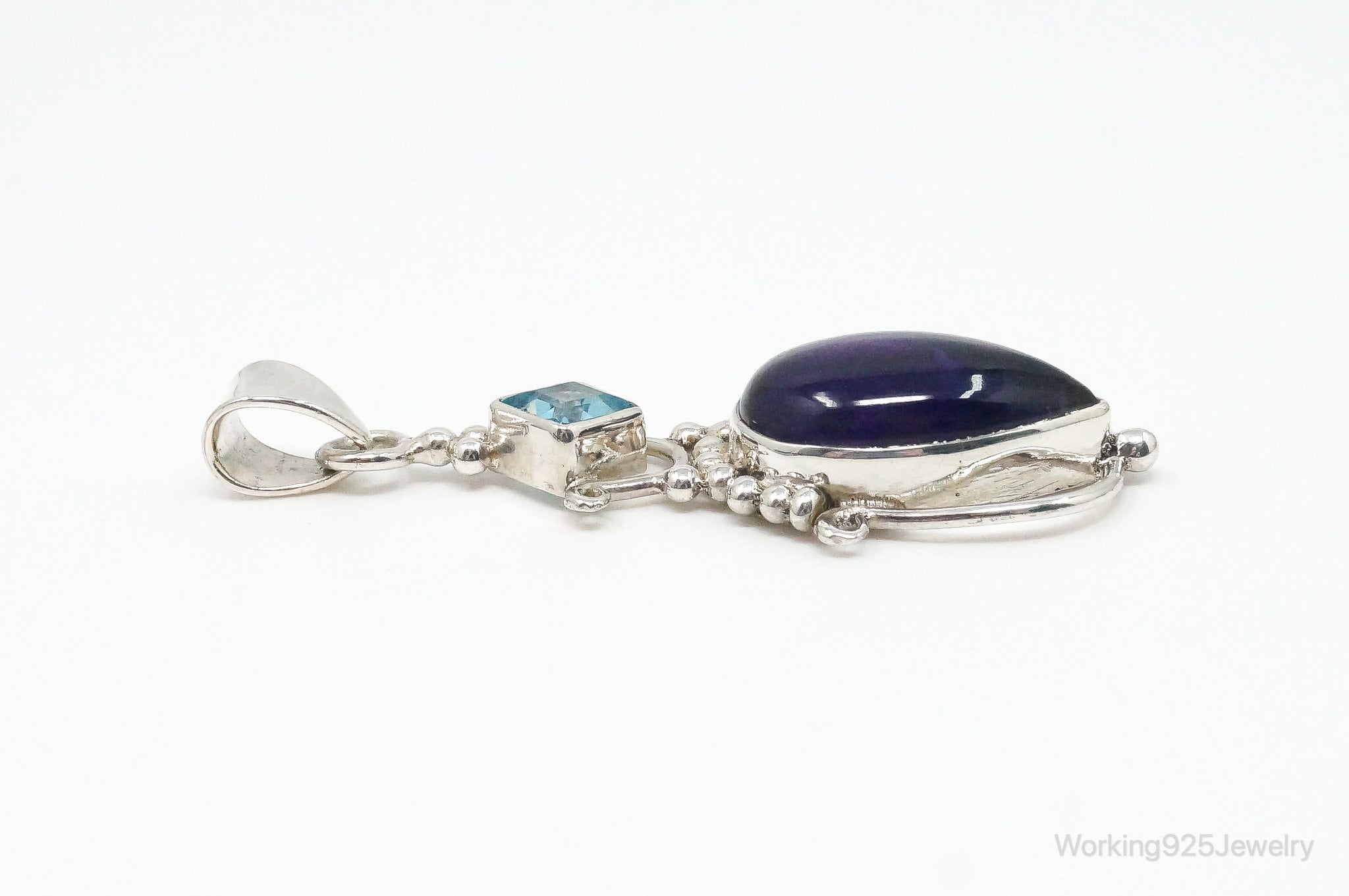 Large Vintage Blue Topaz Amethyst Sterling Silver Pendant | Jewelry > Necklaces > Pendants | Wiccan Center