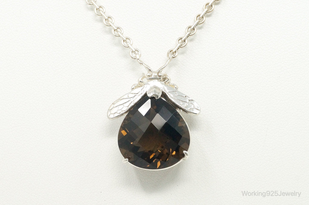 Designer Knight & Hammer Large Smoky Topaz Bee Sterling Silver Necklace | Jewelry > Necklaces > Pendants | Wiccan Center