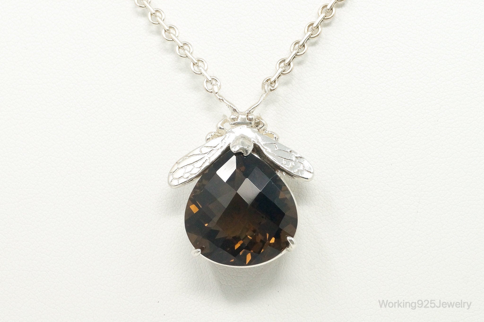 Designer Knight & Hammer Large Smoky Topaz Bee Sterling Silver Necklace | Jewelry > Necklaces > Pendants | Wiccan Center