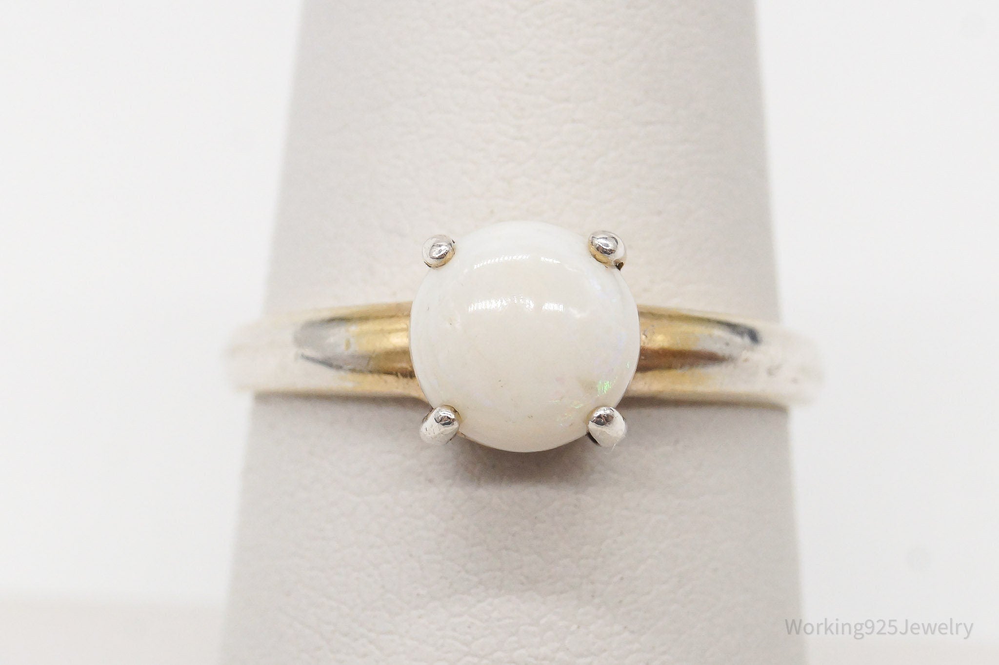Vintage Designer DBJ White Opal Gold Vermeil Sterling Silver Ring - Size 7 | Jewelry > Rings | Wiccan Center