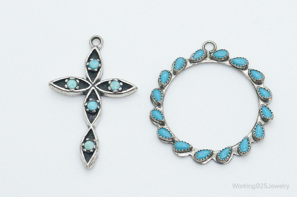 Vintage Native American Turquoise Sterling Silver Pendant Set | Jewelry > Necklaces > Pendants | Wiccan Center