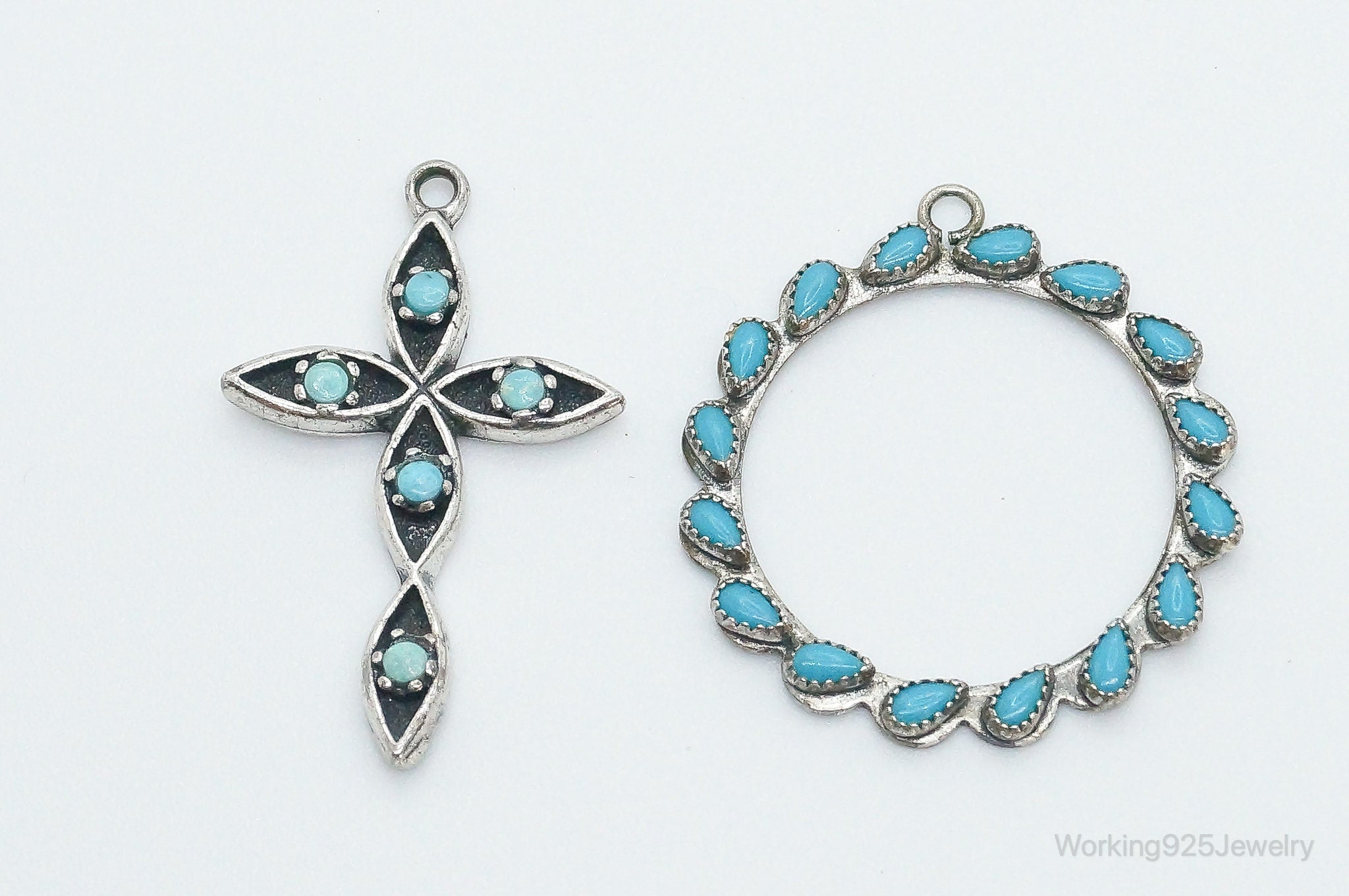 Vintage Native American Turquoise Sterling Silver Pendant Set | Jewelry > Necklaces > Pendants | Wiccan Center