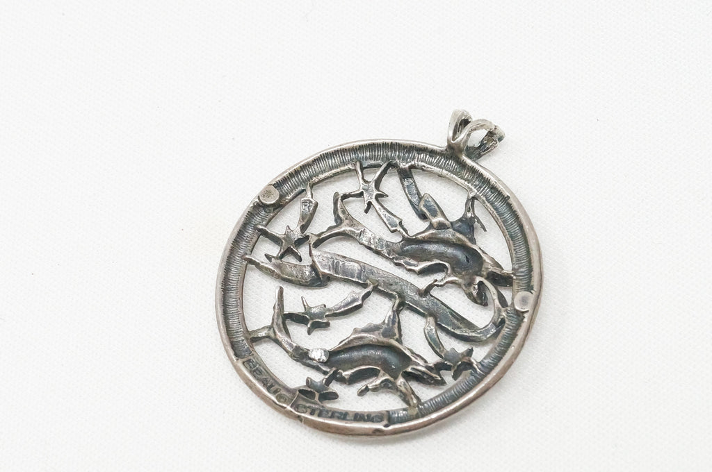 Vintage Designer Beau Abstract Astrology Pisces Sterling Silver Necklace Pendant | Jewelry > Necklaces > Pendants | Wiccan Center
