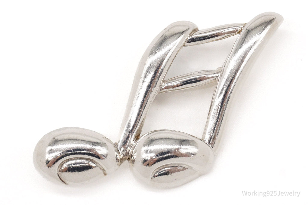 Vintage Puffy Music Note Sterling Silver Brooch Pin | Jewelry > Brooches, Pins & Clips | Wiccan Center