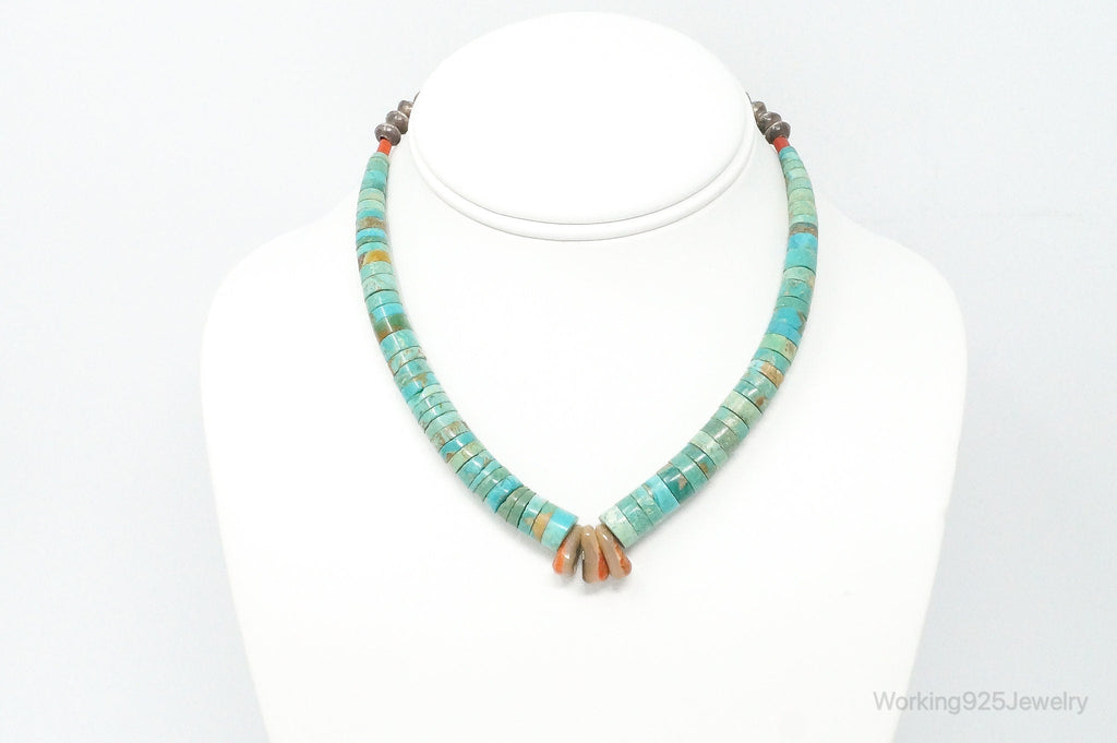 Vintage Native American Turquoise Disc Beads Sterling Silver Necklace | Jewelry > Necklaces > Pendants | Wiccan Center