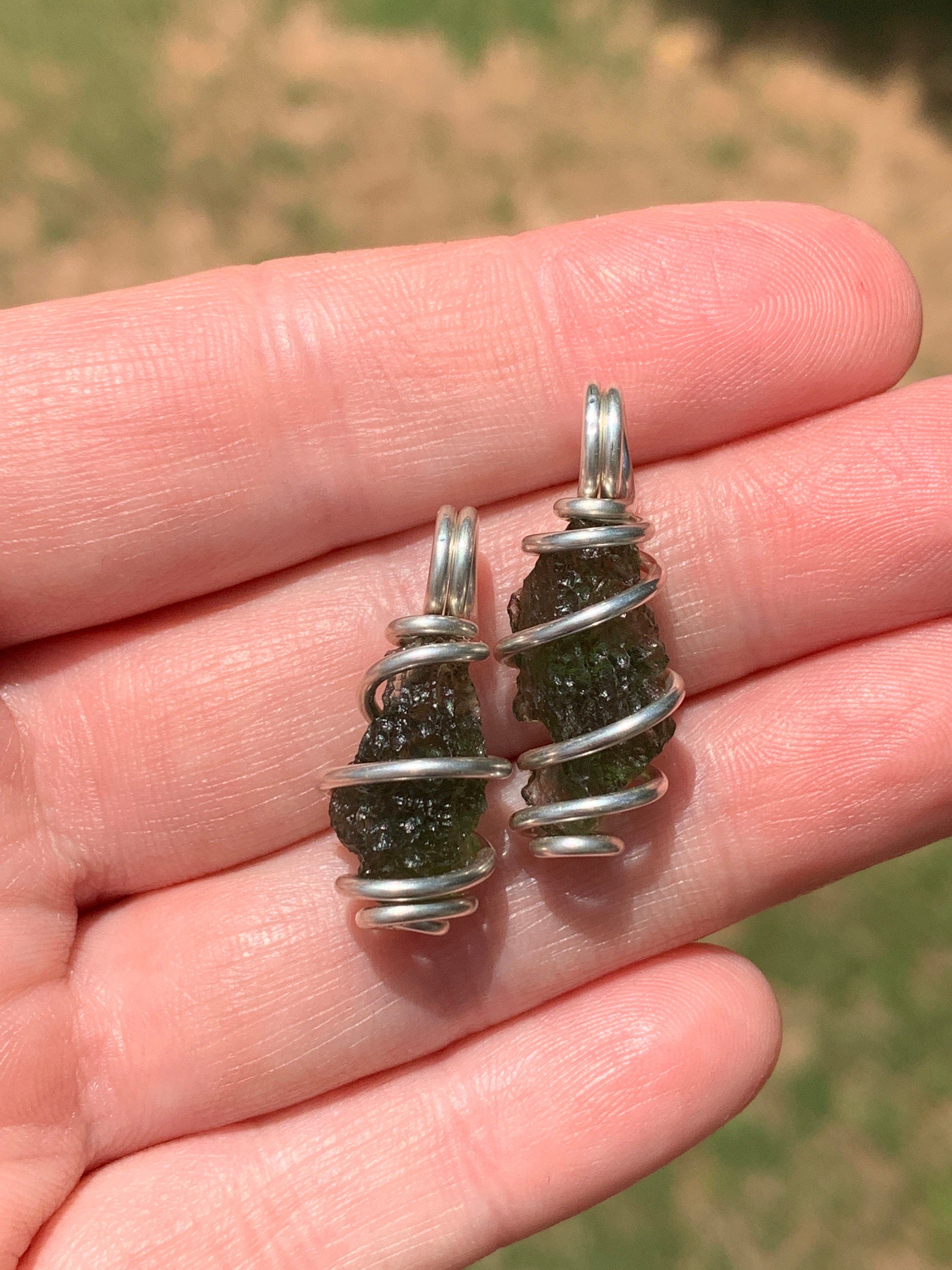 Moldavite Pendant | Genuine Natural Raw Meteorite Tektite | Synergy 12 | Moldavite Jewelry | Moldavite Necklace The Stone of Transformation | | Wiccan Center