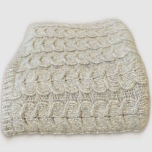 Handloomed Peruvian Pima Cotton & Undyed Baby Alpaca Silver Gray Cable Throw Blanket - Muru Collection | Blanket | Wiccan Center