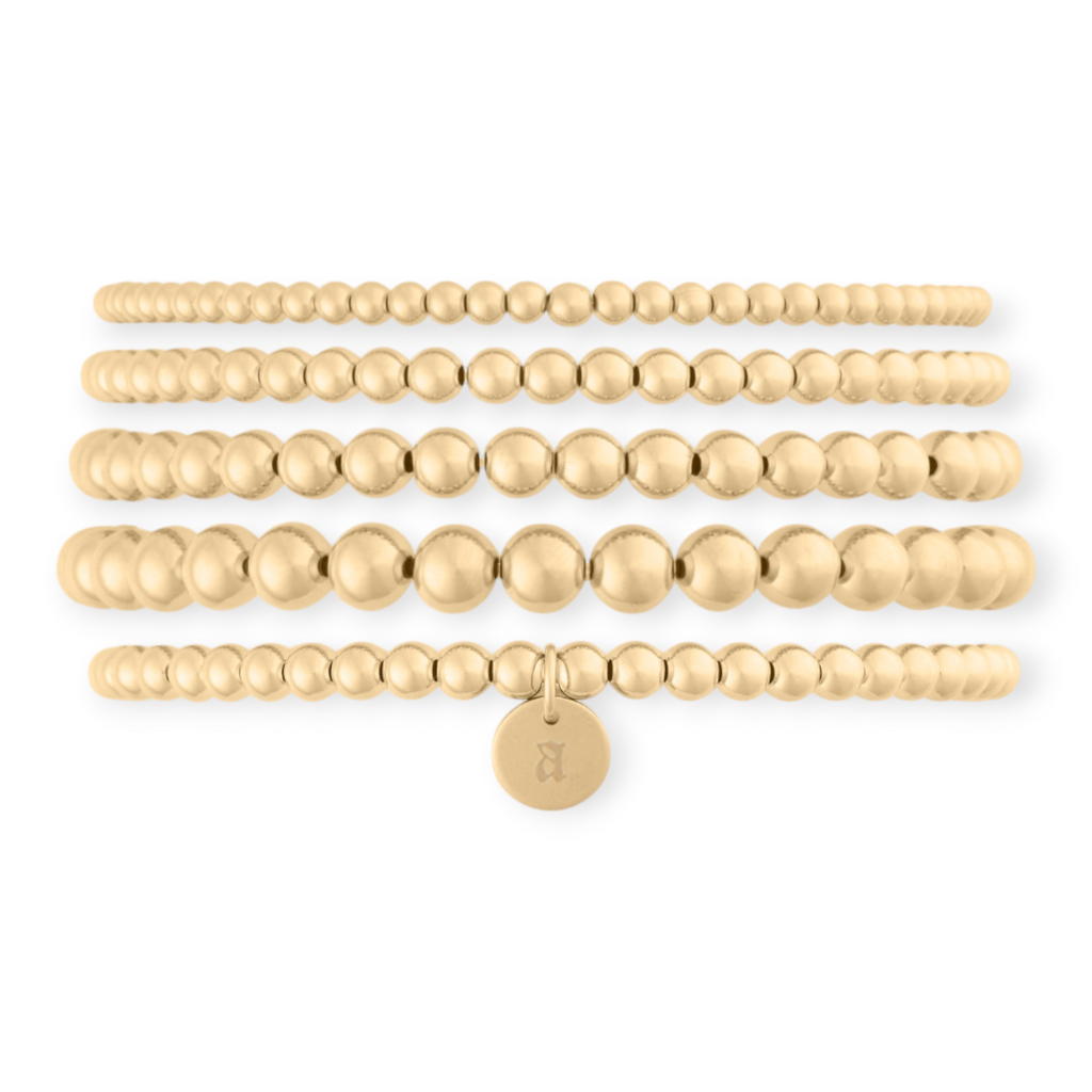 old english initial juno bracelet five stack (3+4+4+5+6mm) | | Wiccan Center