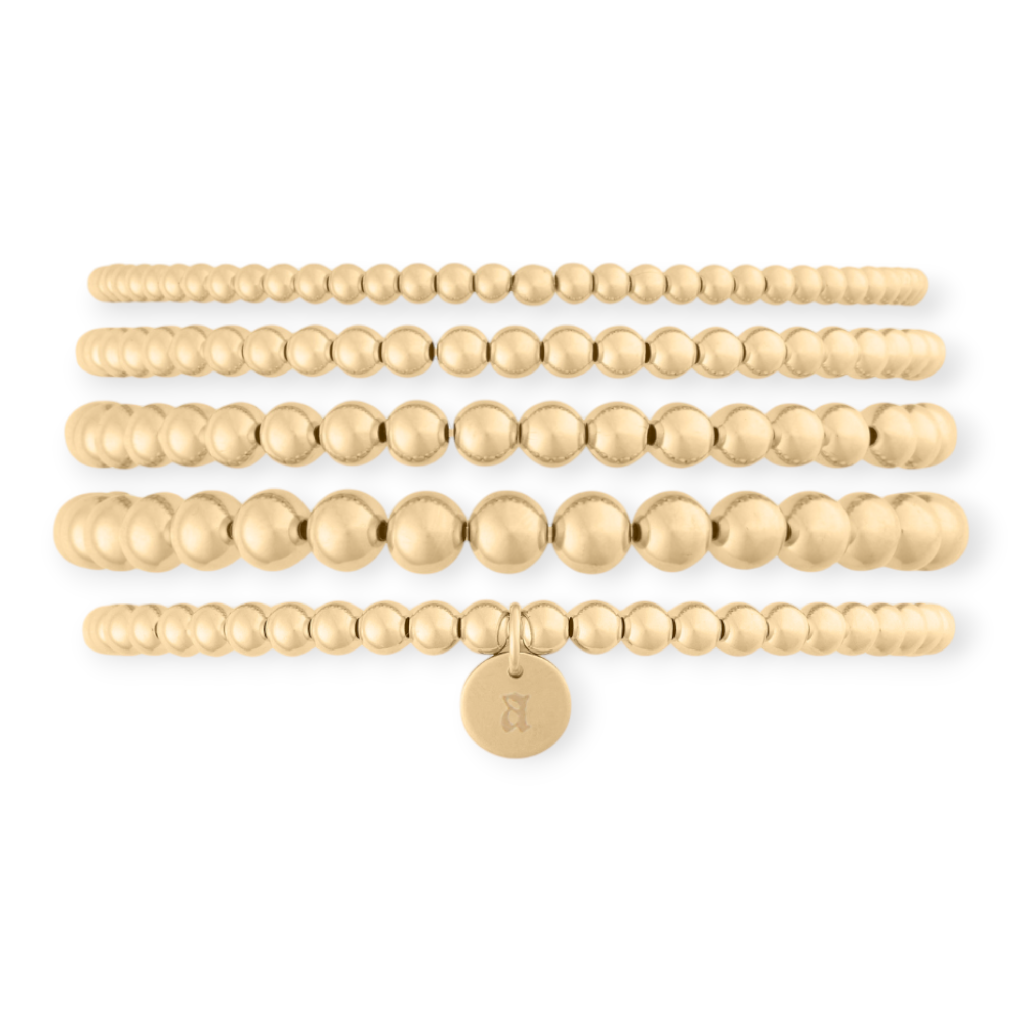 old english initial juno bracelet five stack (3+4+4+5+6mm) | | Wiccan Center