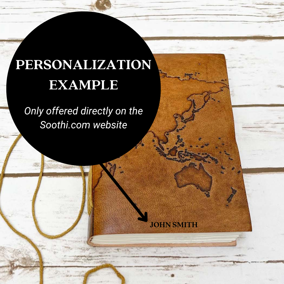 Vintage World Map 7x5 Handmade Leather Journal | Journal | Wiccan Center