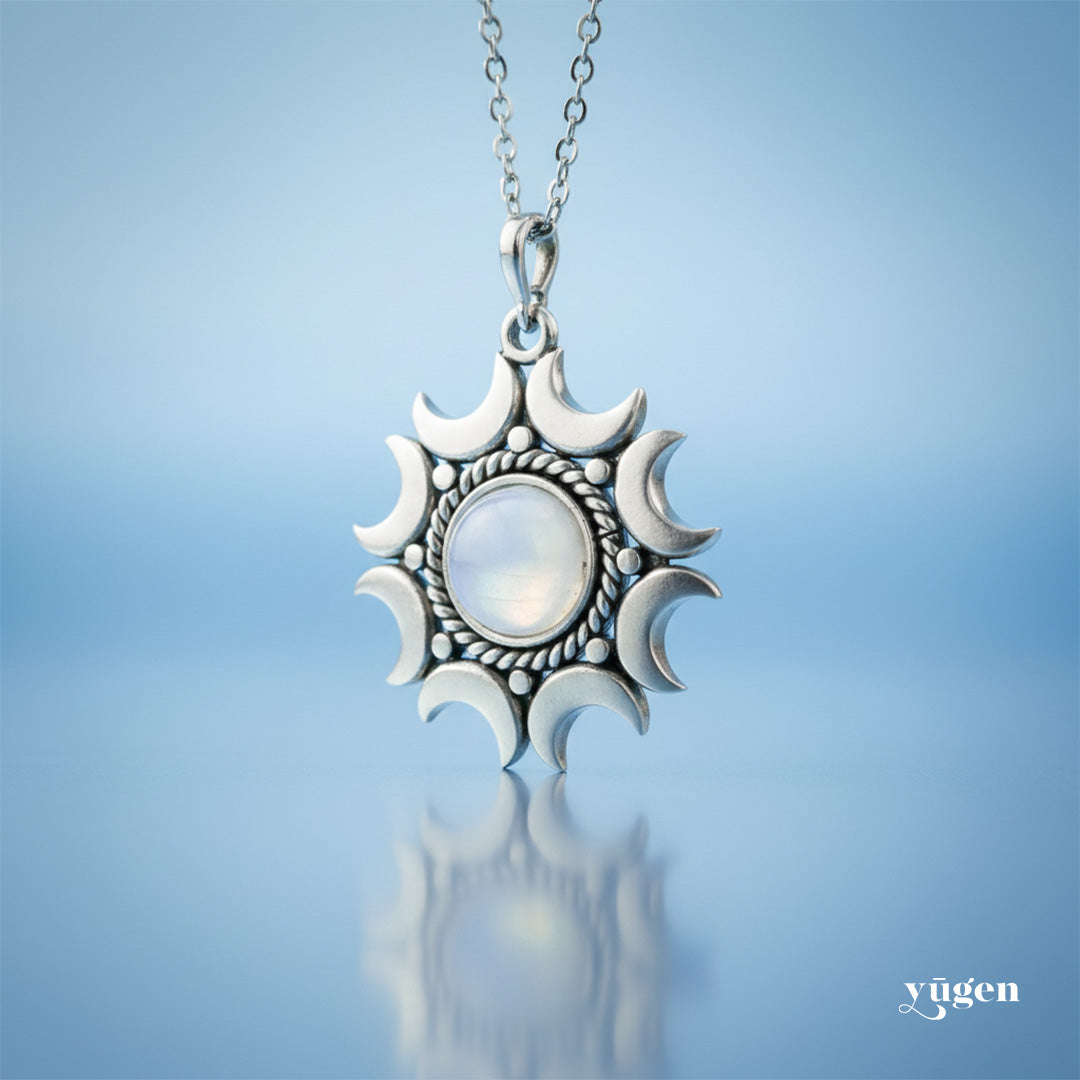 Lunar Witch Necklace - Rainbow Moonstone Pendant | Necklace | Wiccan Center