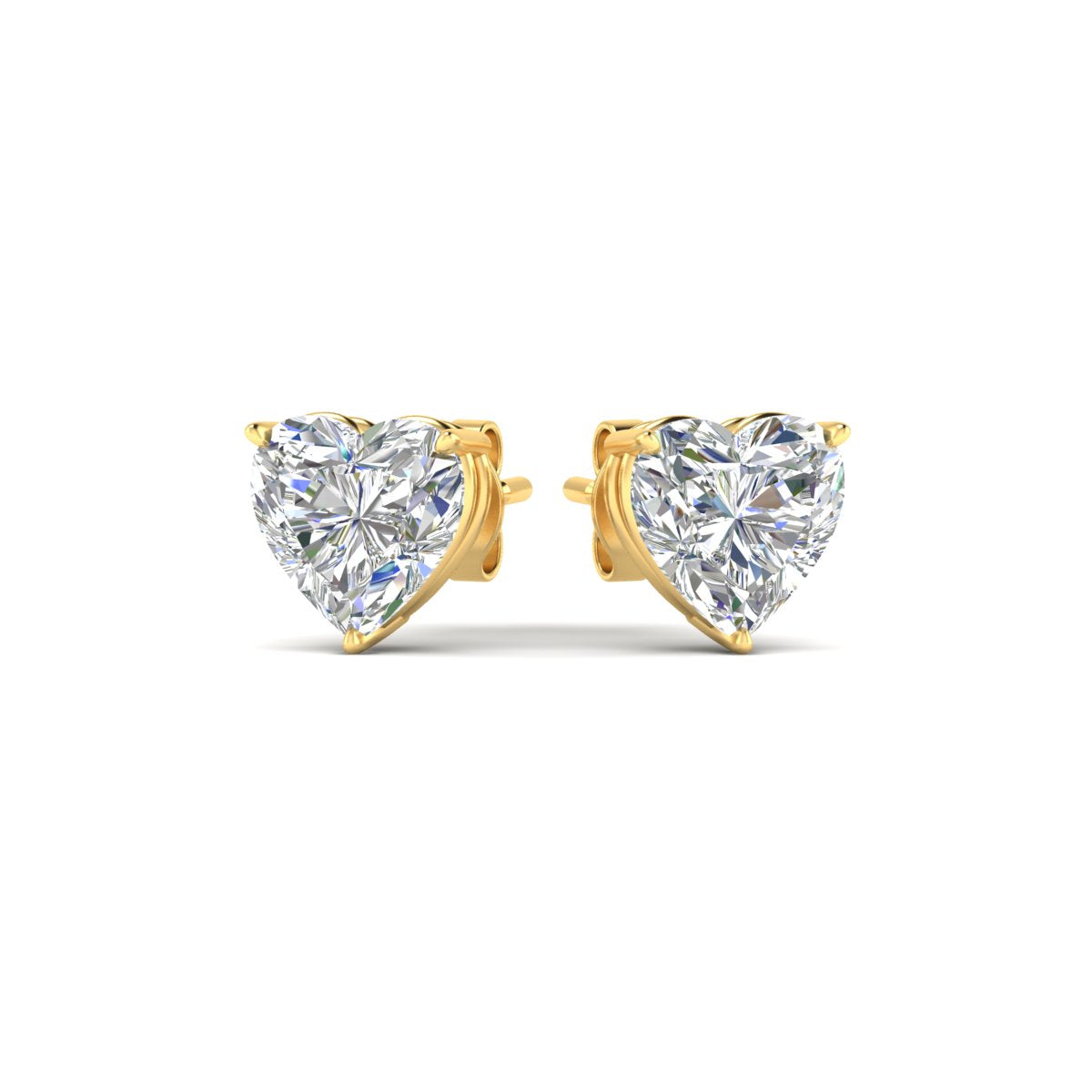 3 Prong Heart Shaped Diamond Solitaire Stud Earring in Basket Setting