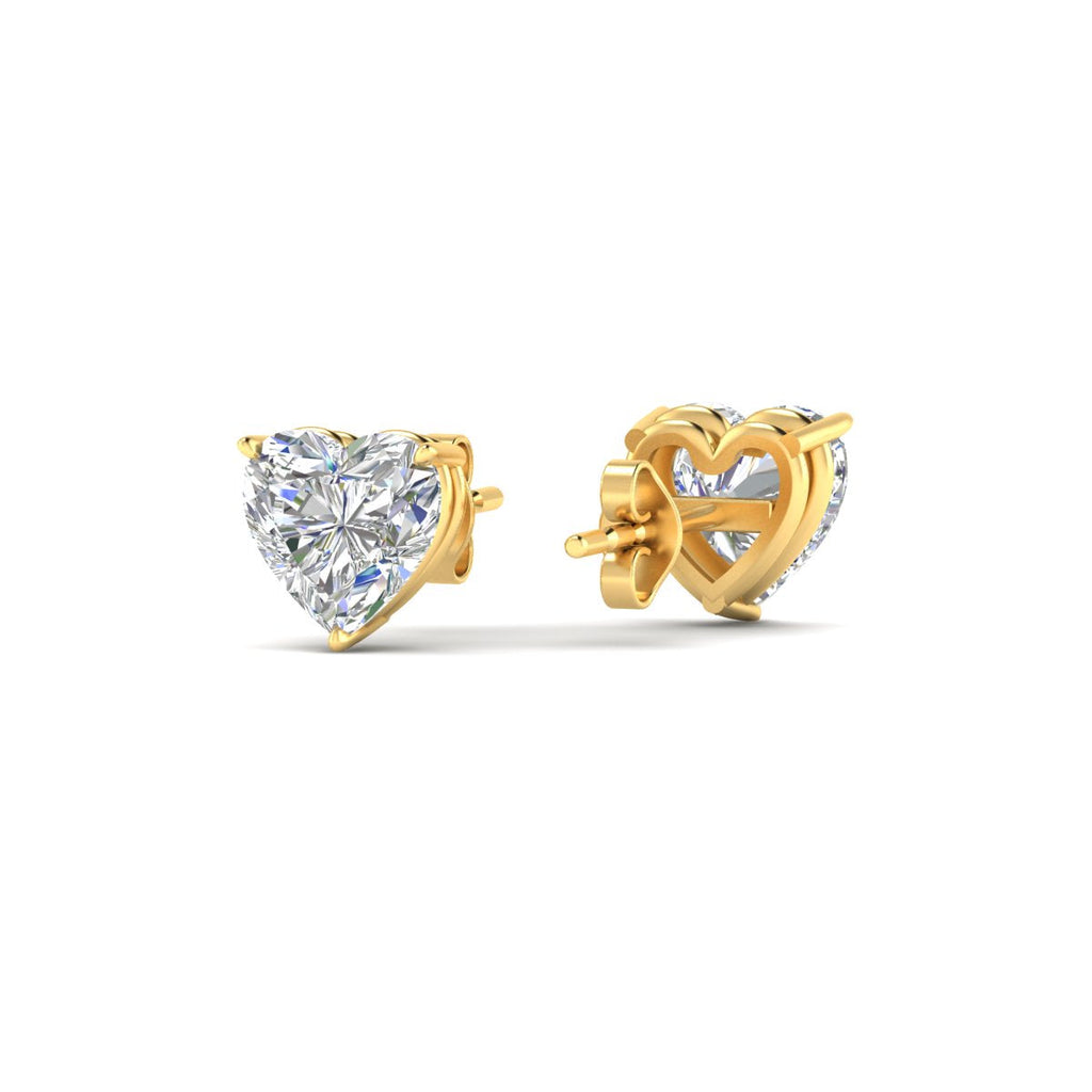 3 Prong Heart Shaped Diamond Solitaire Stud Earring in Basket Setting