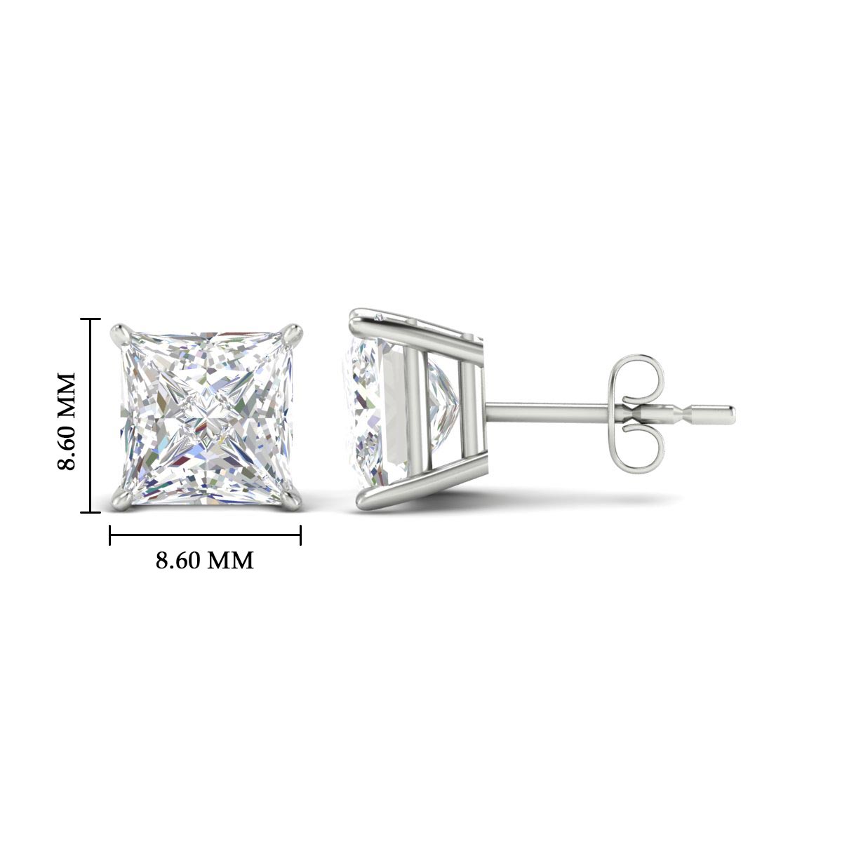 Princess Cut Diamond Solitaire Stud Earrings [IGI Certified]