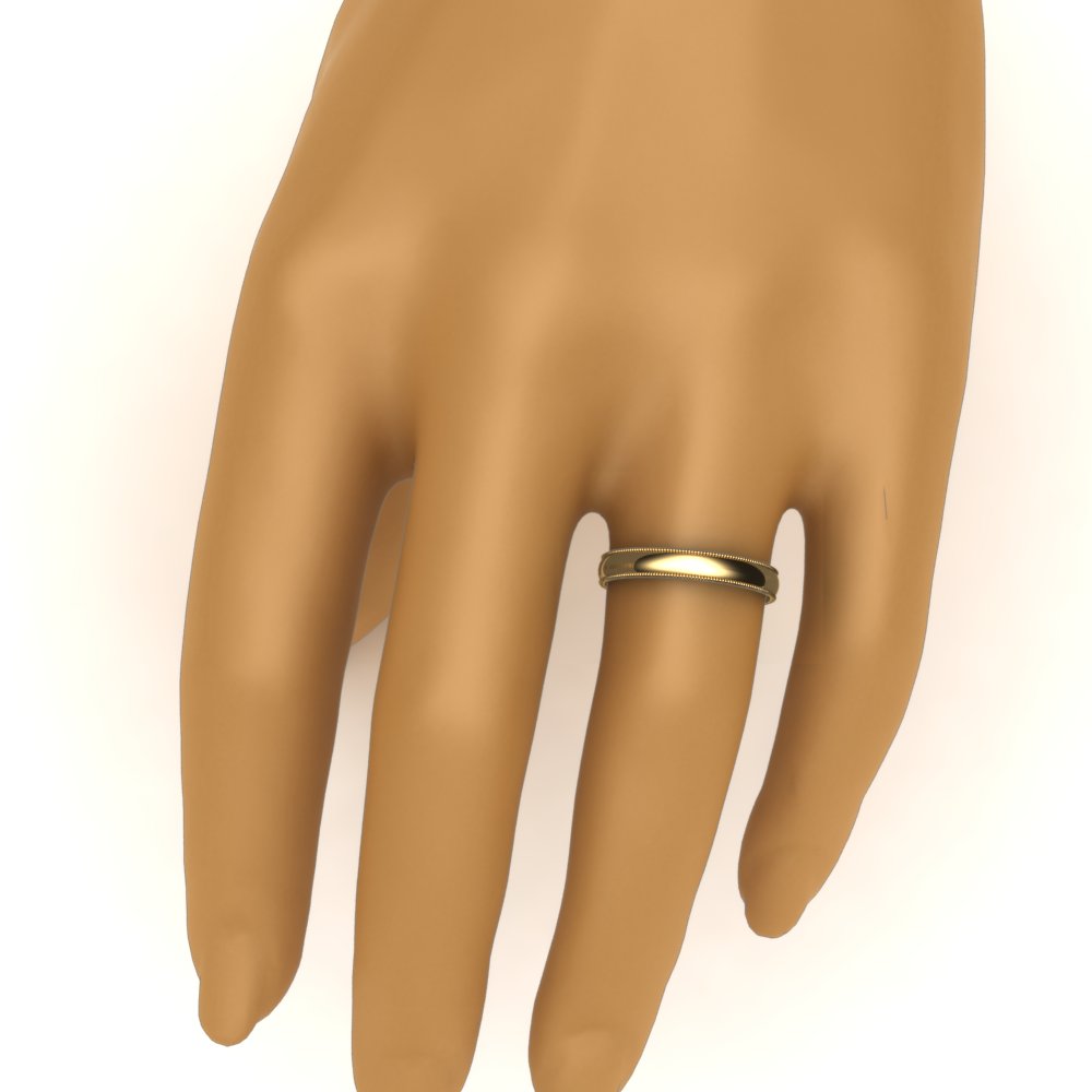 4 mm Comfort Fit Wedding Band Milgrain Edge