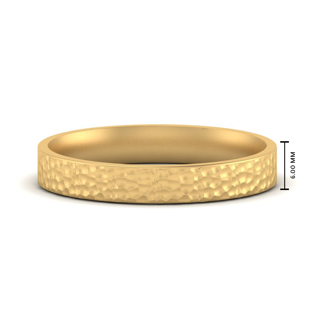 Hammered Wedding Band Comfort Fit 5 mm