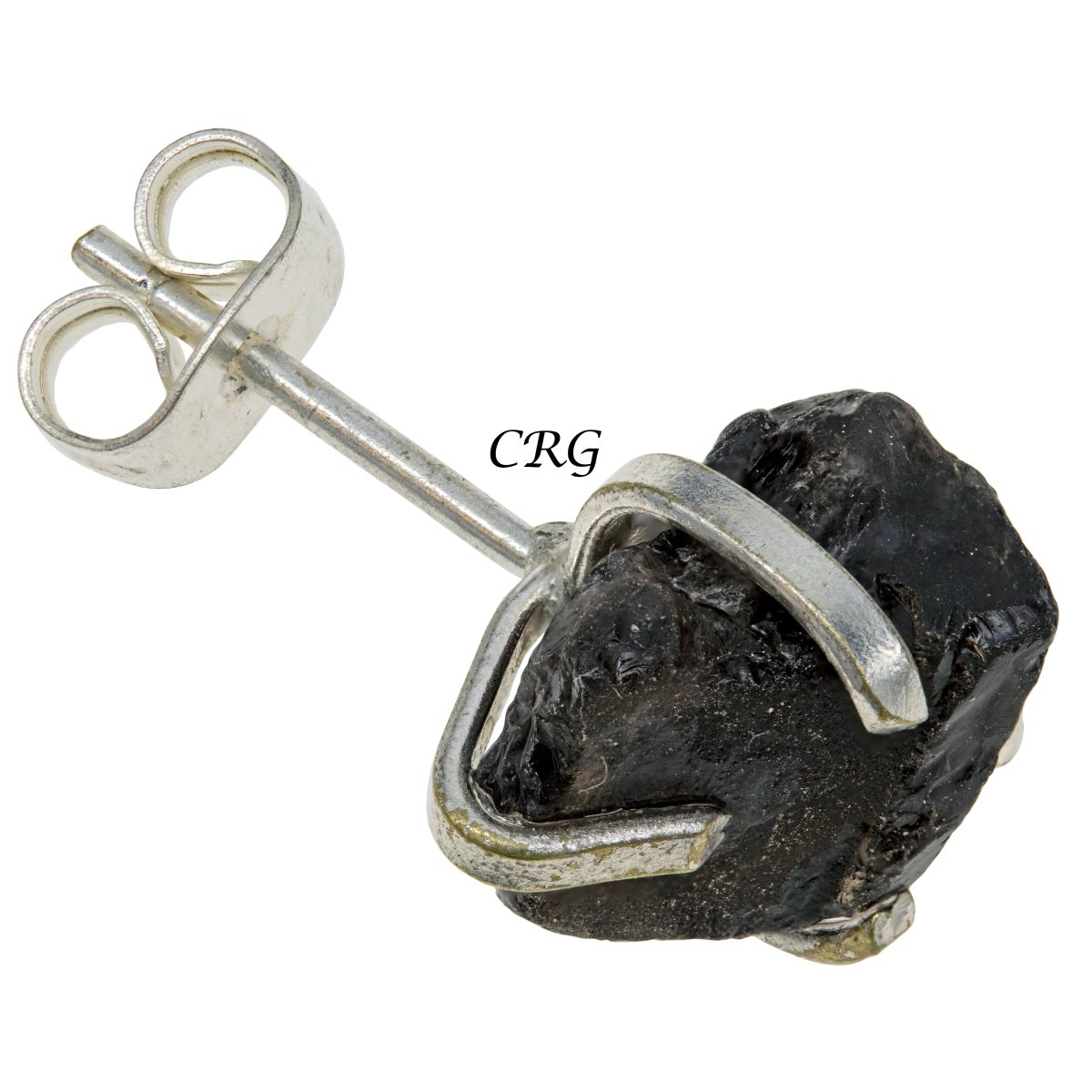 6 mm Raw Smoky Quartz Stud Earrings Silver