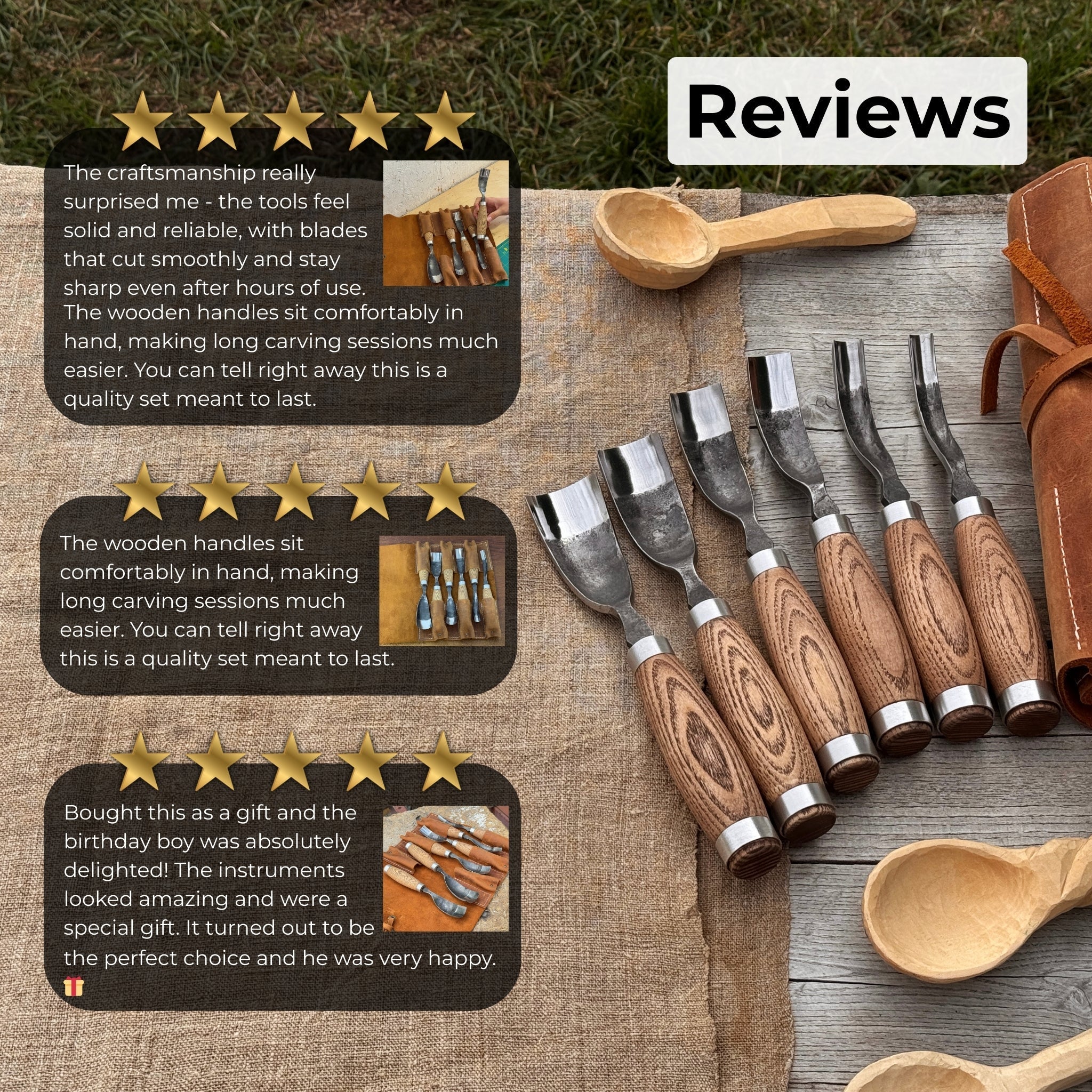 6-Piece Long Bent Gouge Set | Tool Sets | Wiccan Center