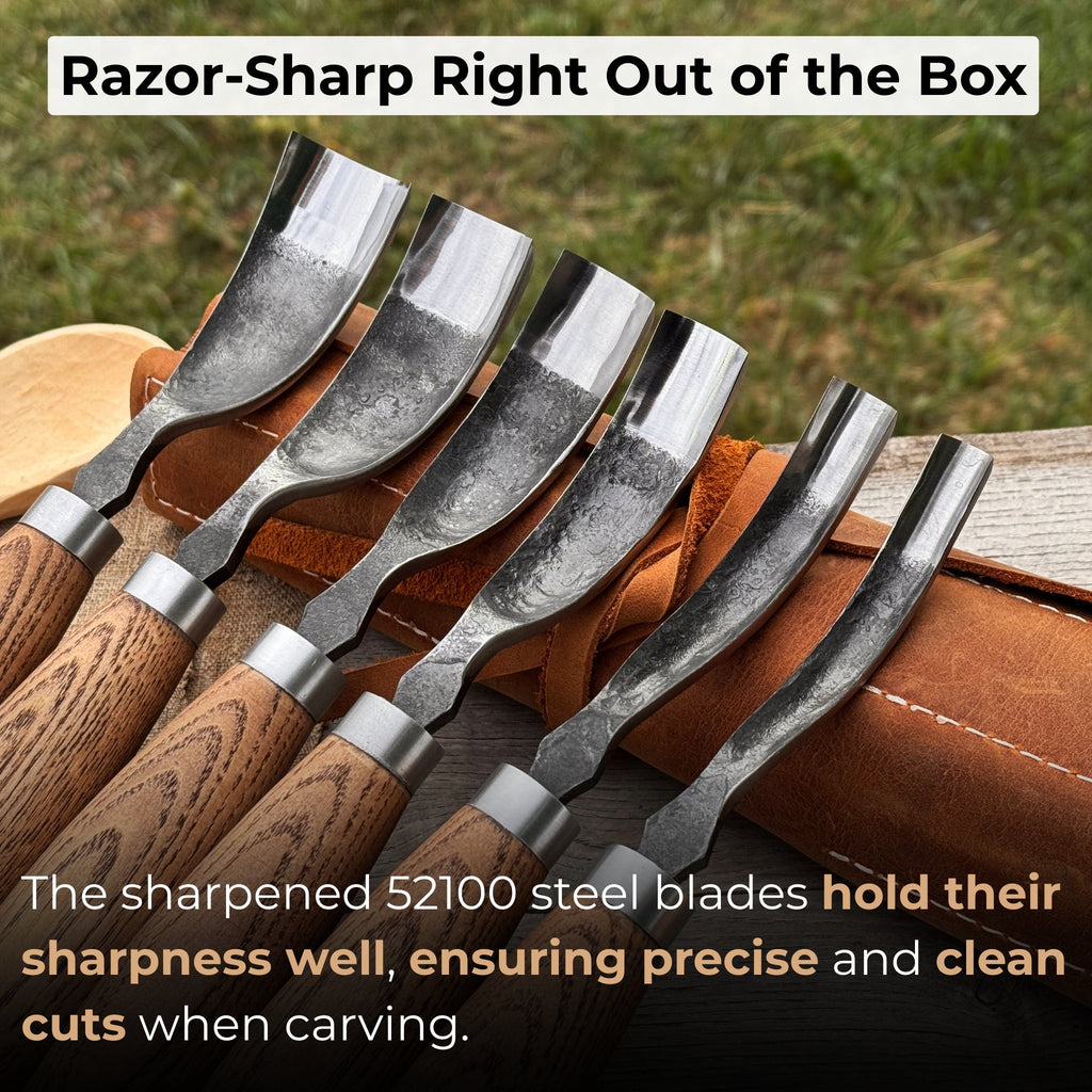 6-Piece Long Bent Gouge Set | Tool Sets | Wiccan Center