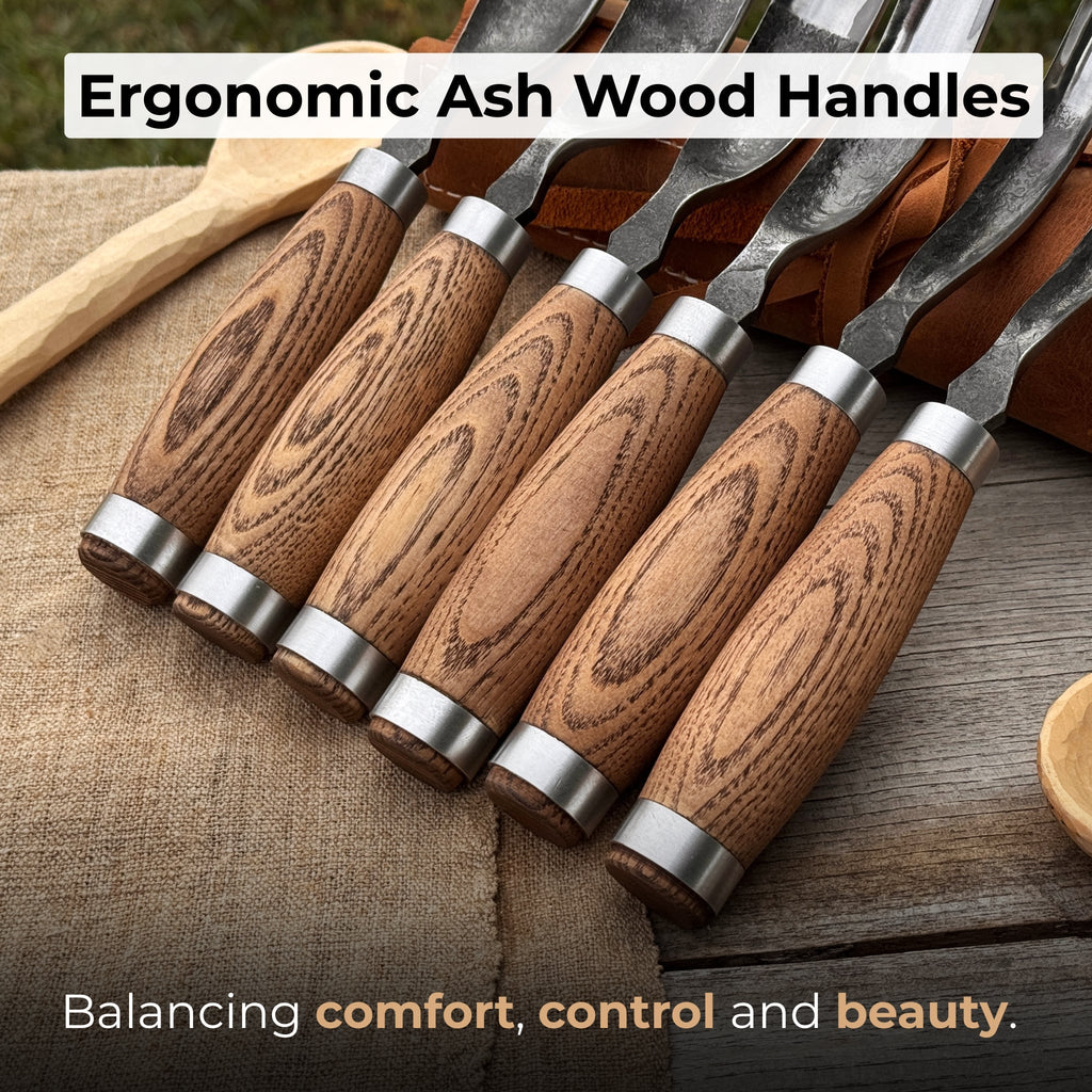 6-Piece Long Bent Gouge Set | Tool Sets | Wiccan Center