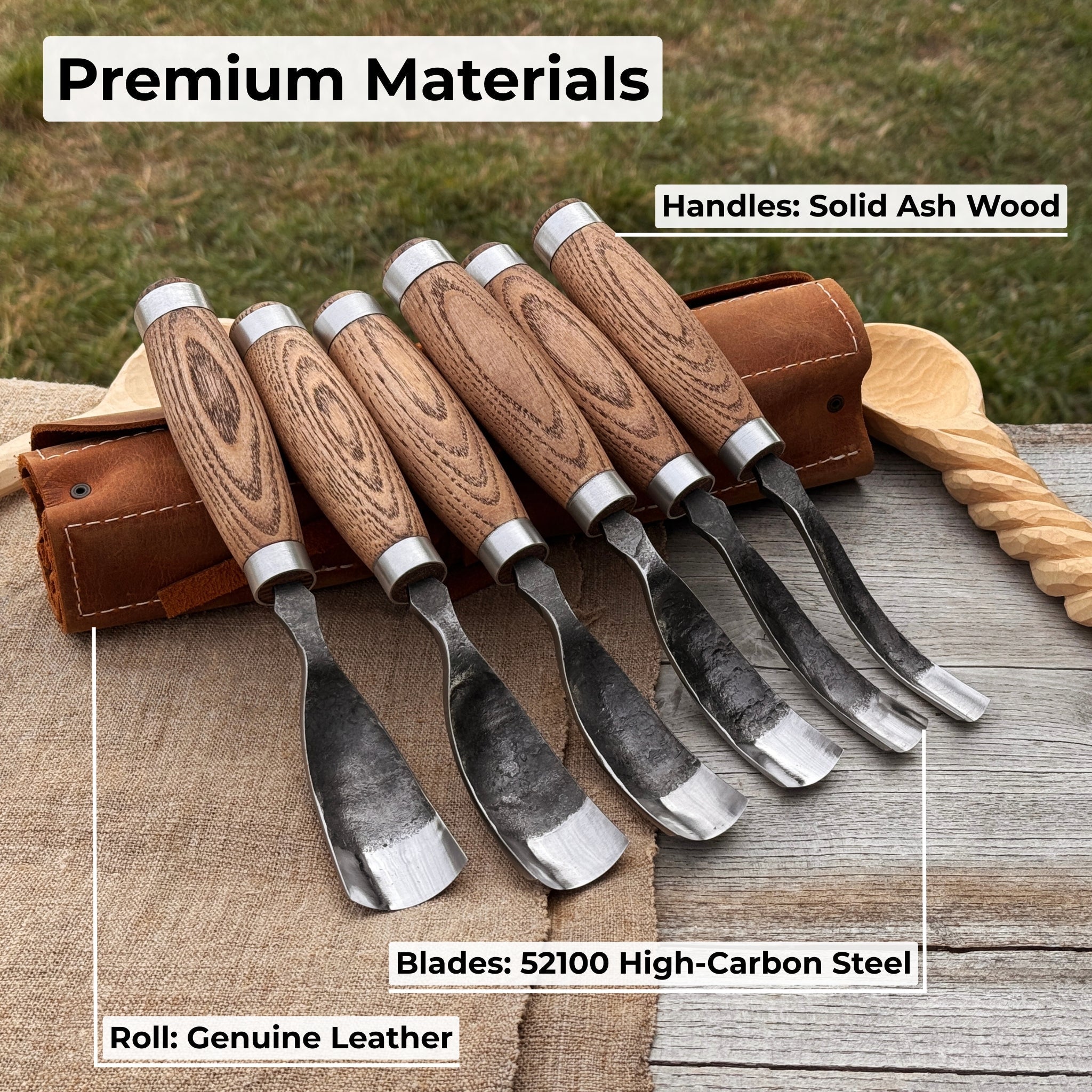 6-Piece Long Bent Gouge Set | Tool Sets | Wiccan Center