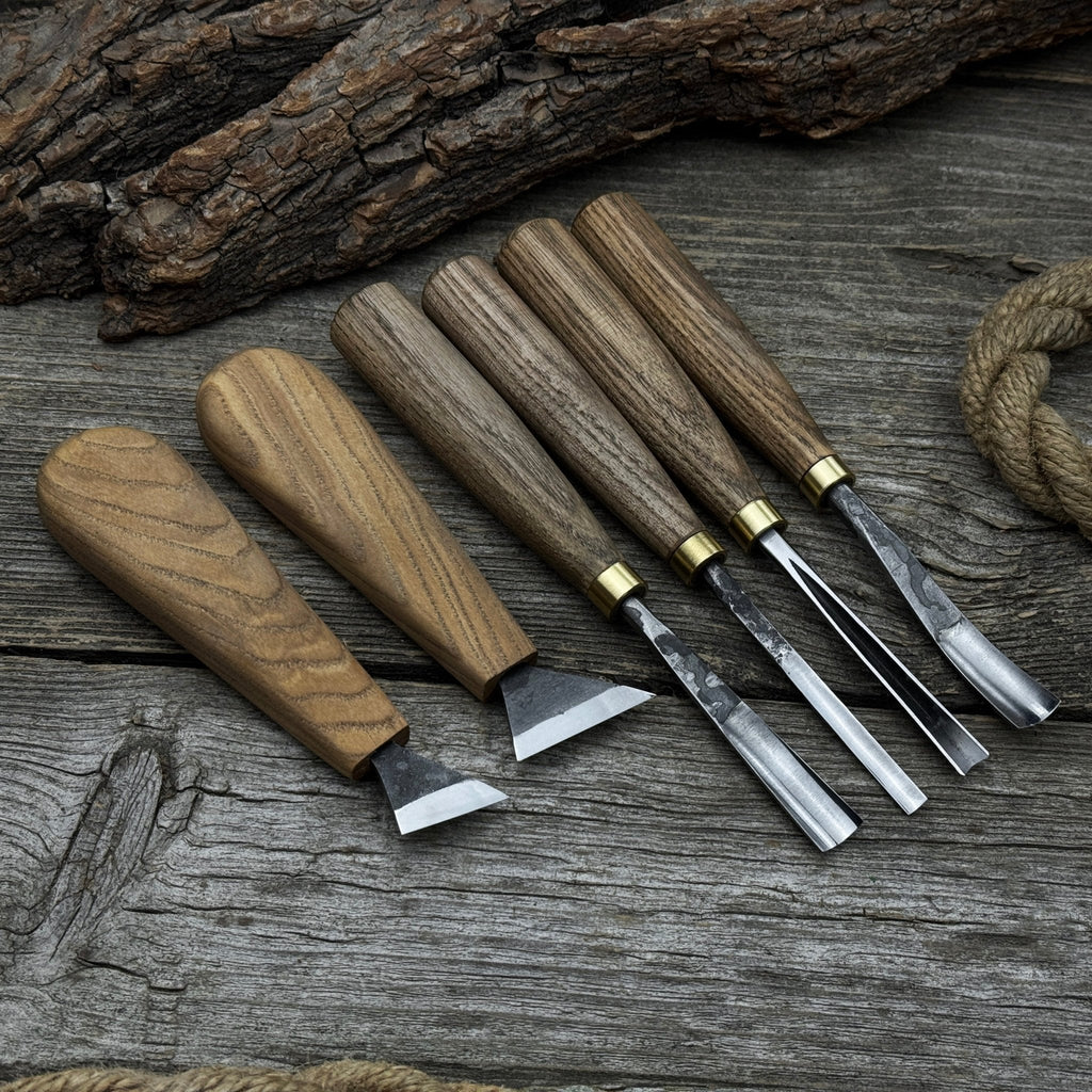 6-Piece Wood Carving Tool Set – Knives, Gouges & Chisels for Detail Work | Tool Sets | Wiccan Center