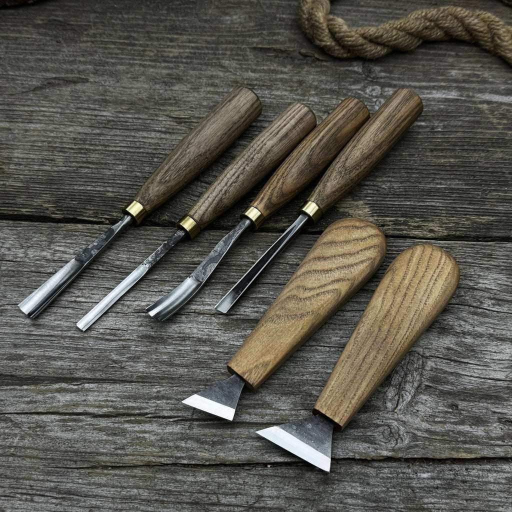 6-Piece Wood Carving Tool Set – Knives, Gouges & Chisels for Detail Work | Tool Sets | Wiccan Center