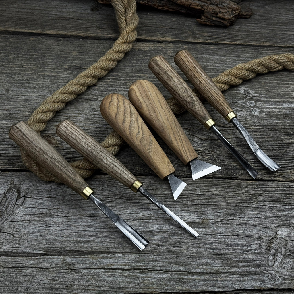 6-Piece Wood Carving Tool Set – Knives, Gouges & Chisels for Detail Work | Tool Sets | Wiccan Center