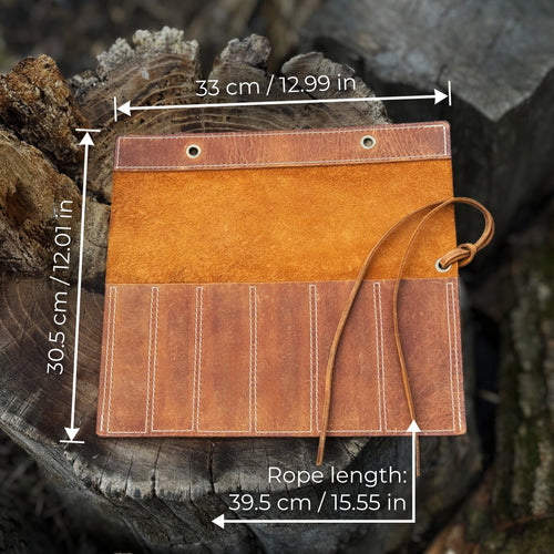 6 Pocket Leather Chisel Roll | Tool Cases | Wiccan Center
