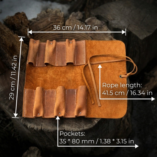 6 Pocket Leather Tool Roll | Tool Cases | Wiccan Center
