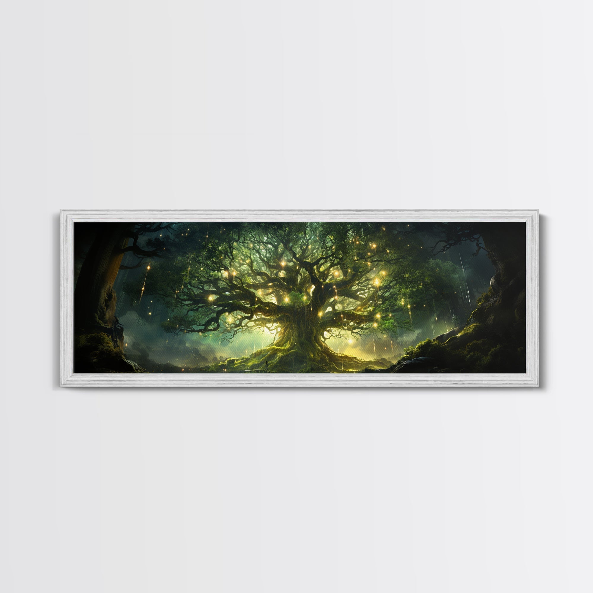 Yggdrasil Colorful Panoramic Painting, Tree of Life Artwork, Nordic Canvas Print, Norse Mythology Art, Mythology Gift, Celtic Artwork