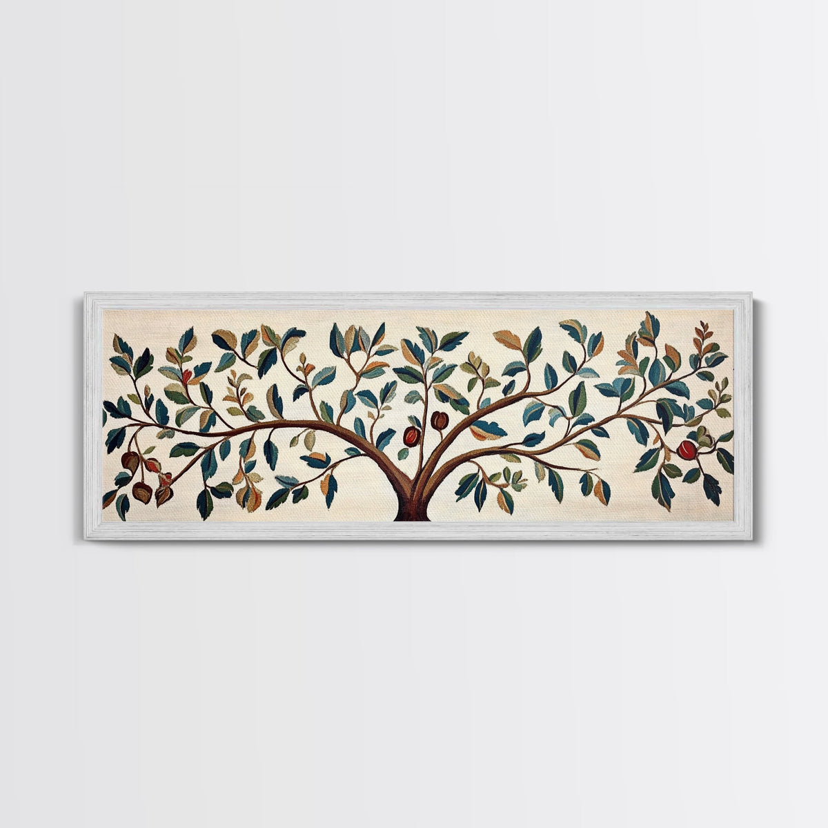 Tree Of Life - Vintage Tapestry Framed Wall Art Canvas Print - Floral Vintage Textile Style Wall Art - Floral Tapestry Print, Boho Home Decor, Above Bed Art