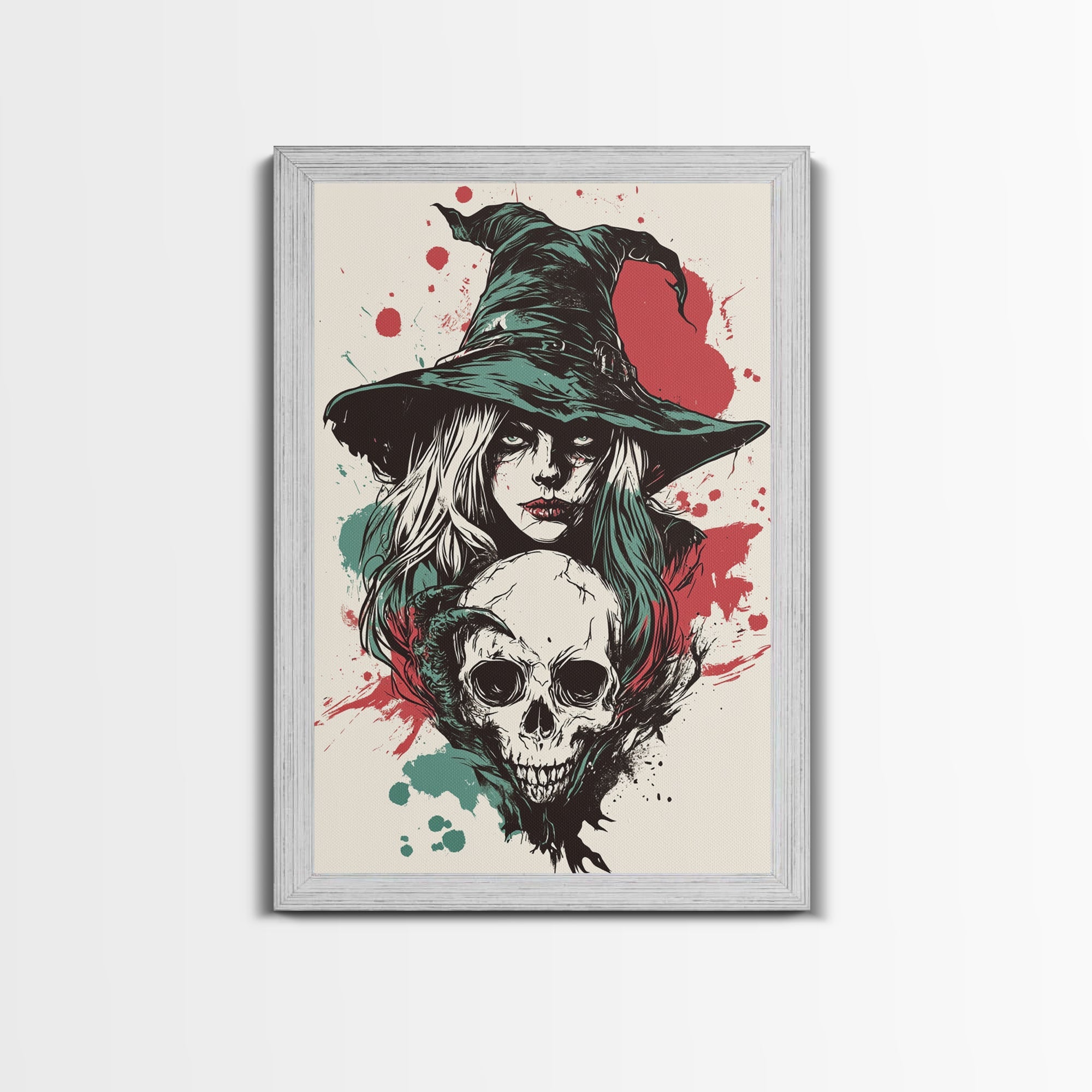 Portrait of A Witch, Framed Canvas Print, Halloween Decor, Witchcraft, Goth Art, Dark Academia Wall Art, Halloween Poster Art | | Wiccan Center