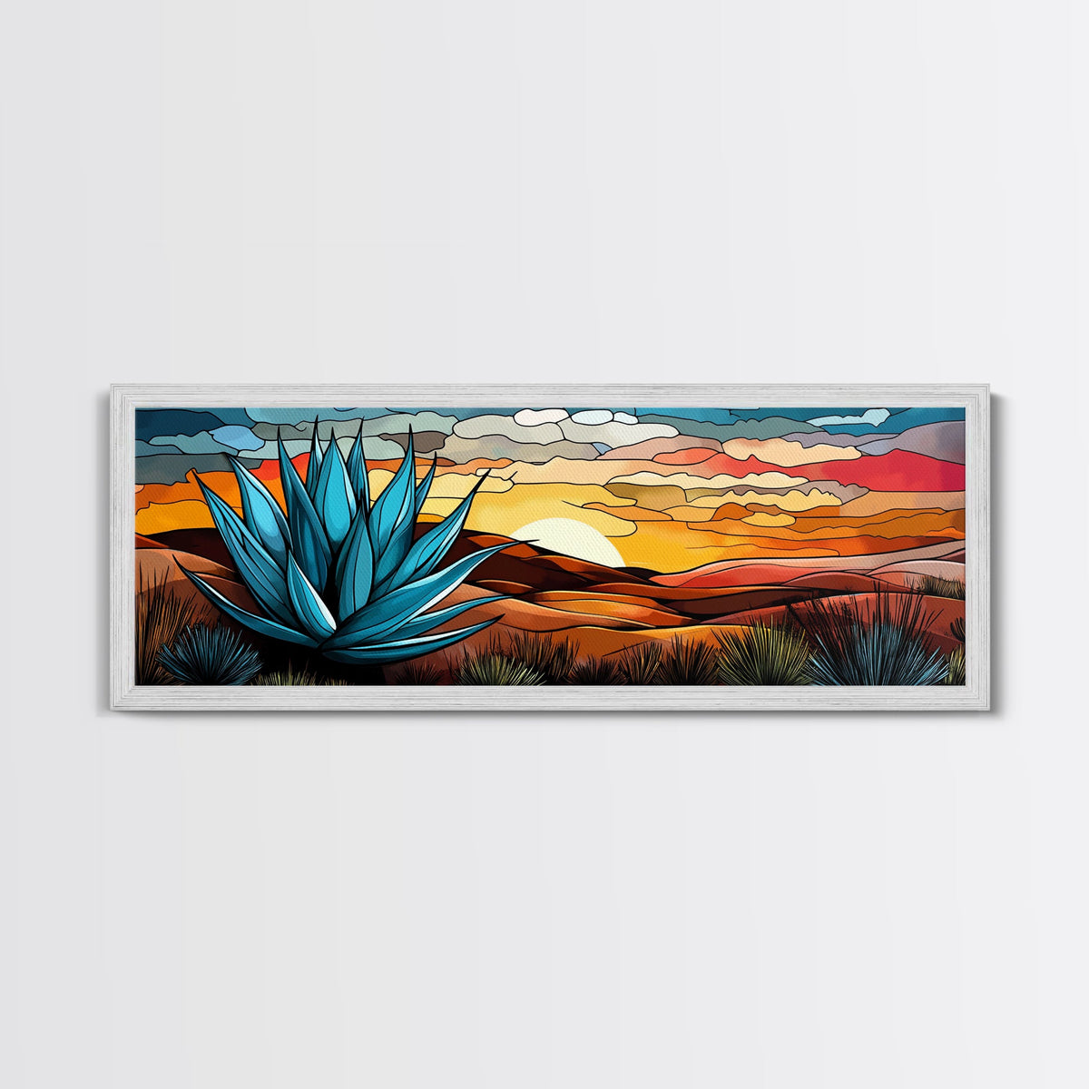 Mexicano Art - Blue Agave At Sunset - Framed Canvas Print - Agave Painting - Blue Agave - Chicano Wall Art - Mexican Art Agave Art | | Wiccan Center