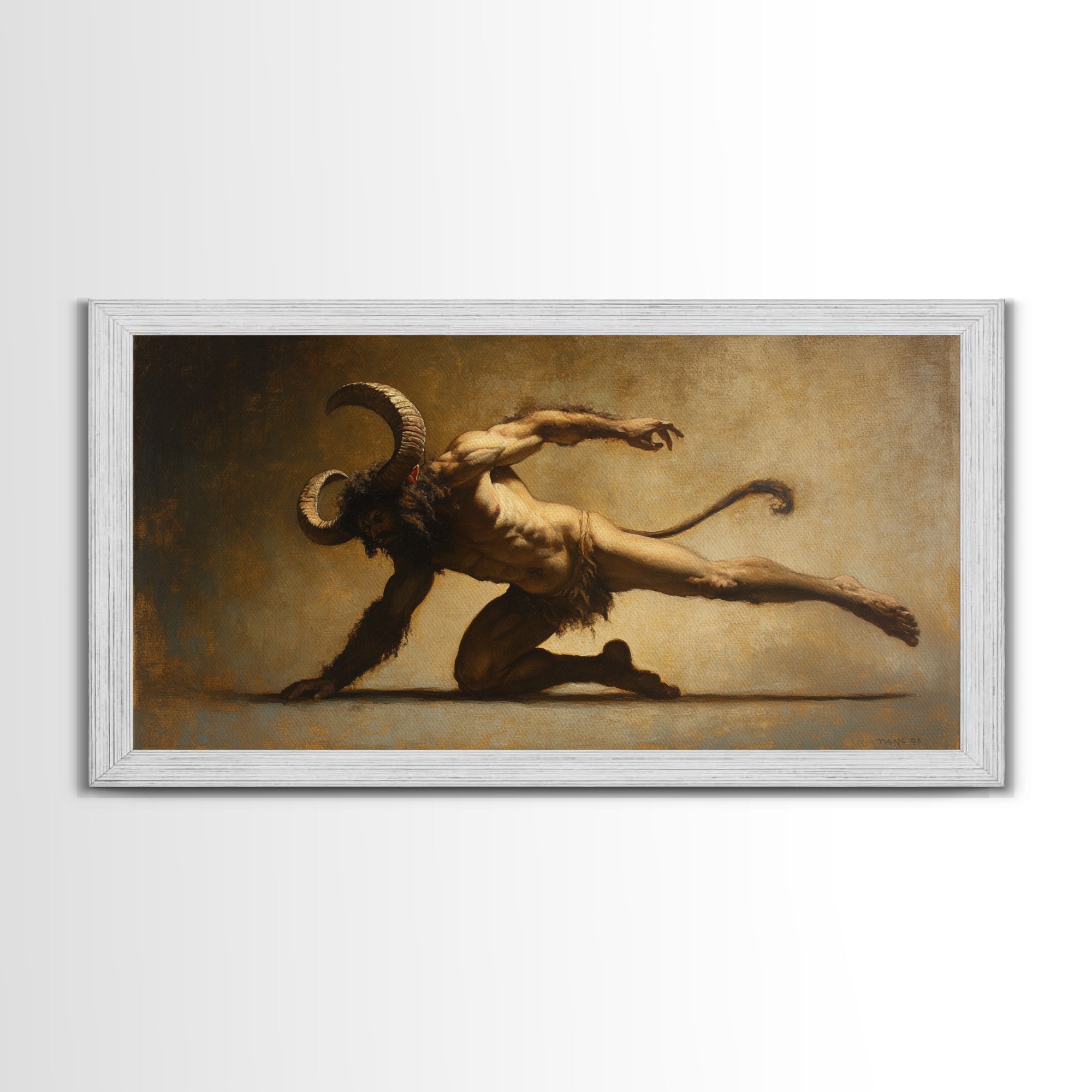 Canvas Print of Satyr, Victorian Gothic Wall Art, Satyr Painting Original, Satyr Oil Painting, Goth Decor, Spooky Wall Art