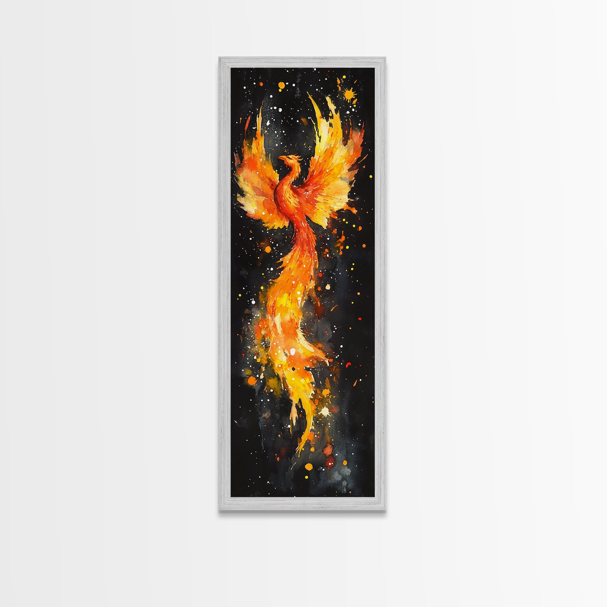 Colorful Phoenix Artwork Canvas Print, Framed Option, Cosmic Art for Bedroom Decor, Spiritual Wall Art, Mystical Bird Painting
