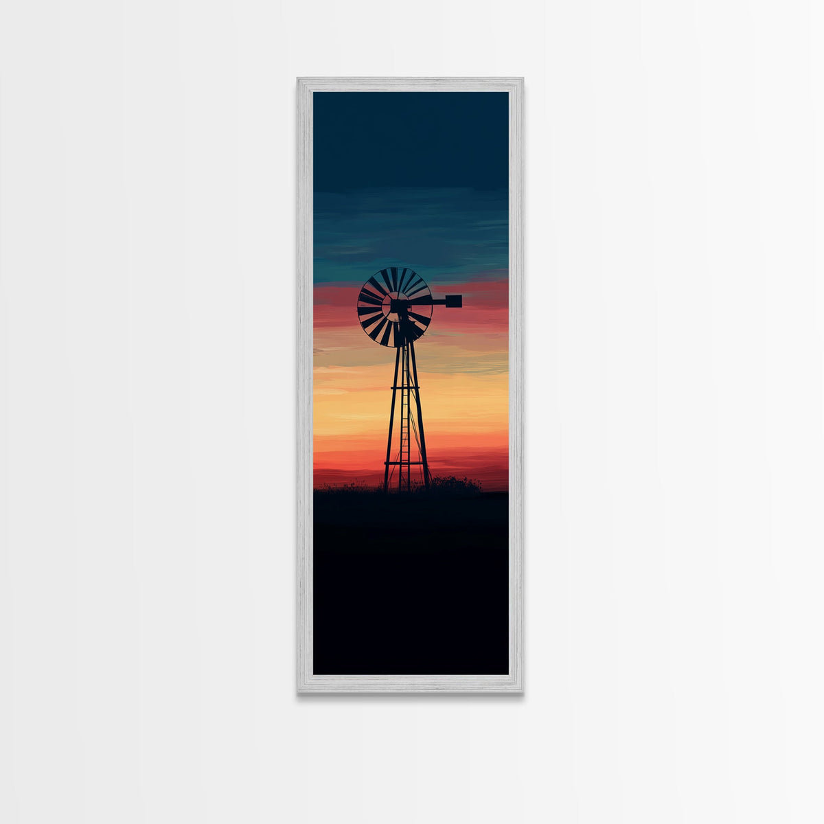 Canvas Print Moody Sunset Windmill Wall Art, Vertical Rustic Decor, Tall Narrow Farmhouse Artwork, Gift Idea for Living Room | | Wiccan Center