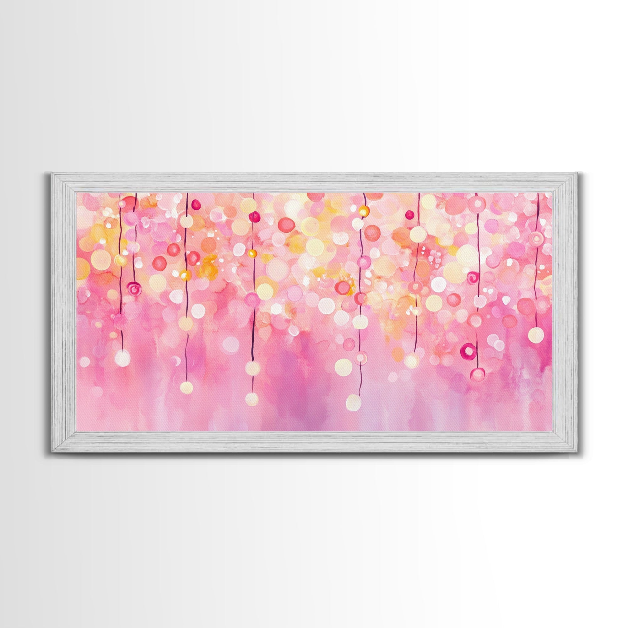 Magical Fairy Light Pink Abstract Canvas Print with Bokeh Lights, Ideal Whimsical Art for Living Room, Vertical Skinny Wall Art | | Wiccan Center